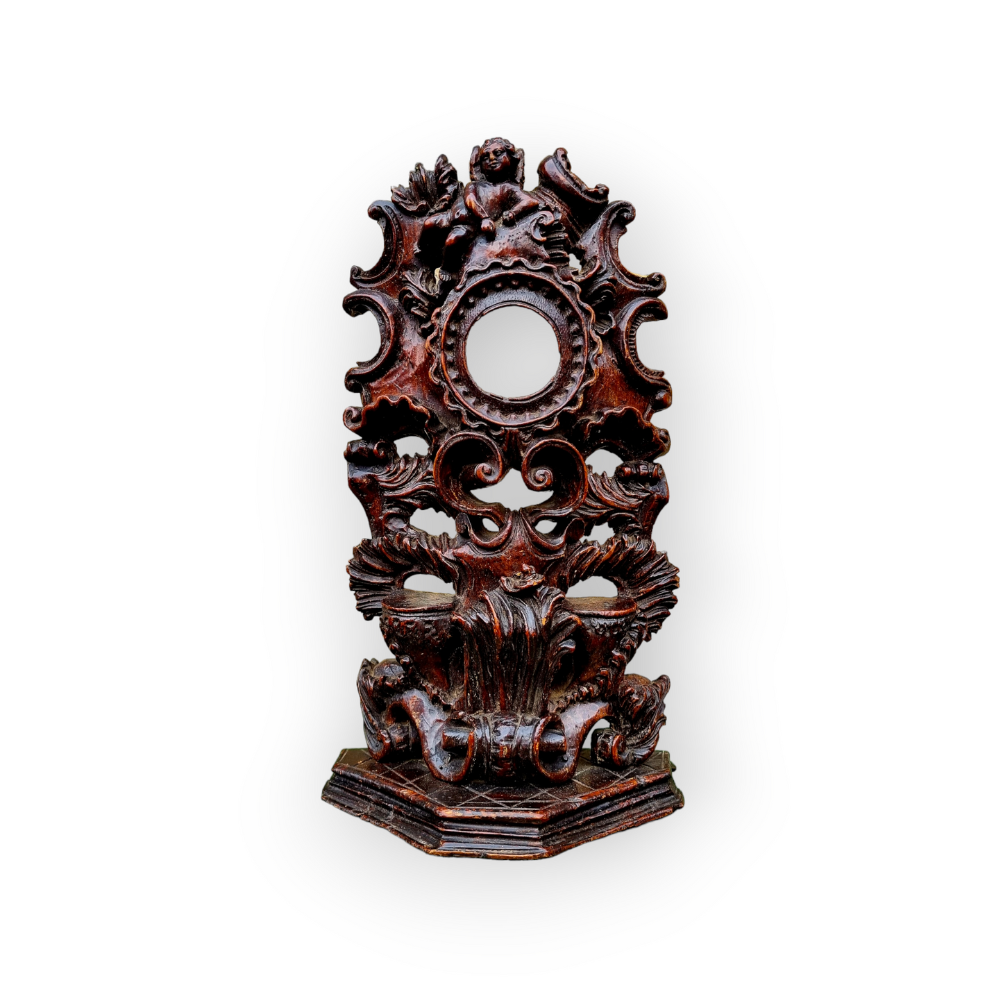 A Superb Mid-18th Century Rococo Period Antique Treen Pocket Watch Stand, circa 1740