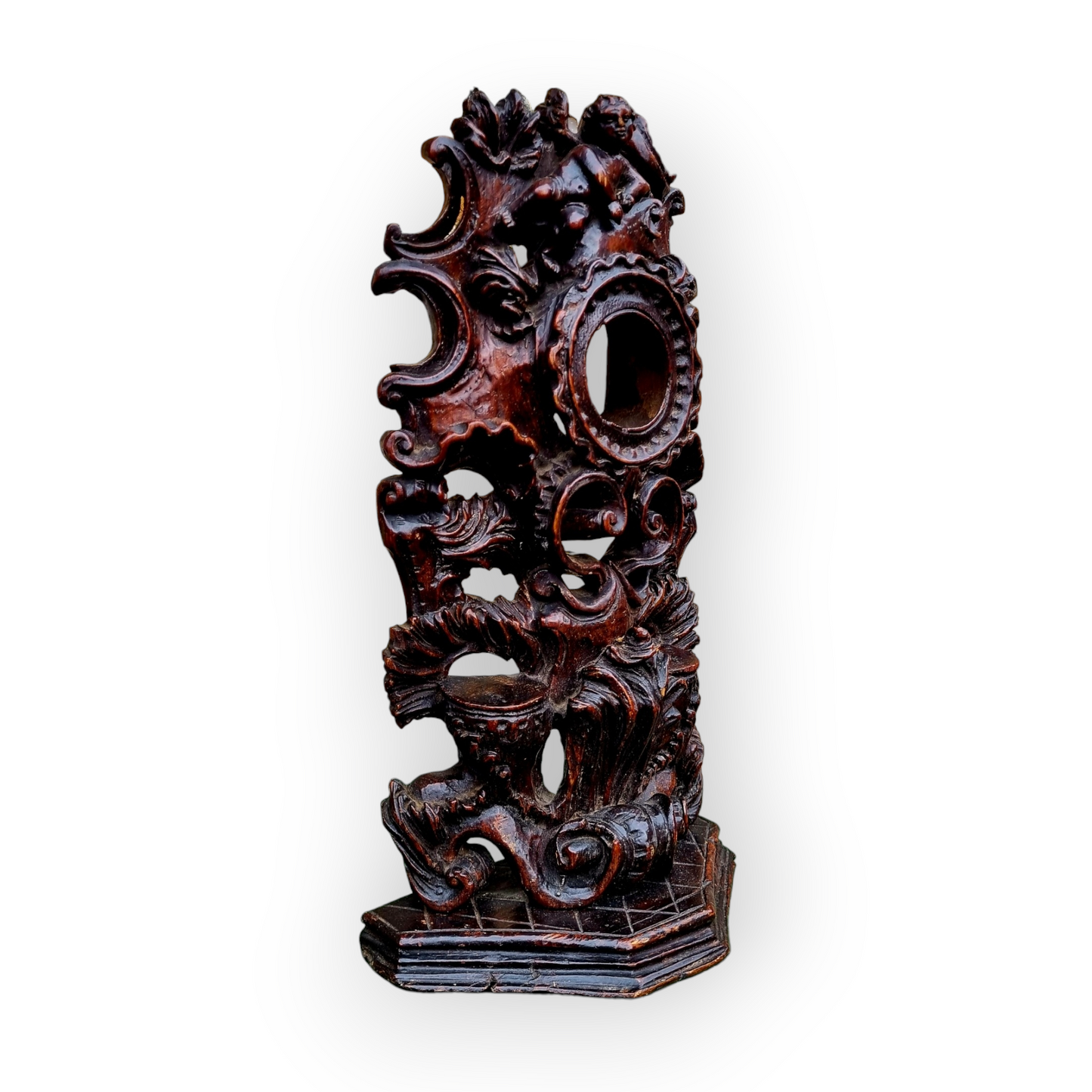 A Superb Mid-18th Century Rococo Period Antique Treen Pocket Watch Stand, circa 1740