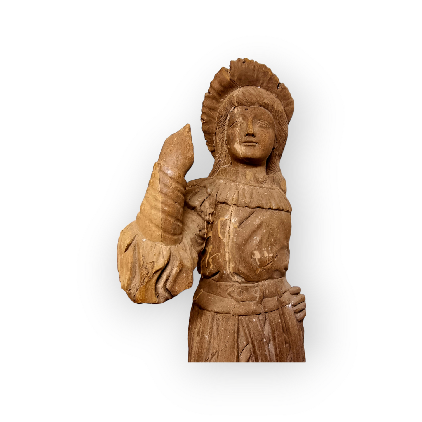 Large 16th Century Flemish Antique Carved Oak Architectural Fragment Depicting A Male Figure