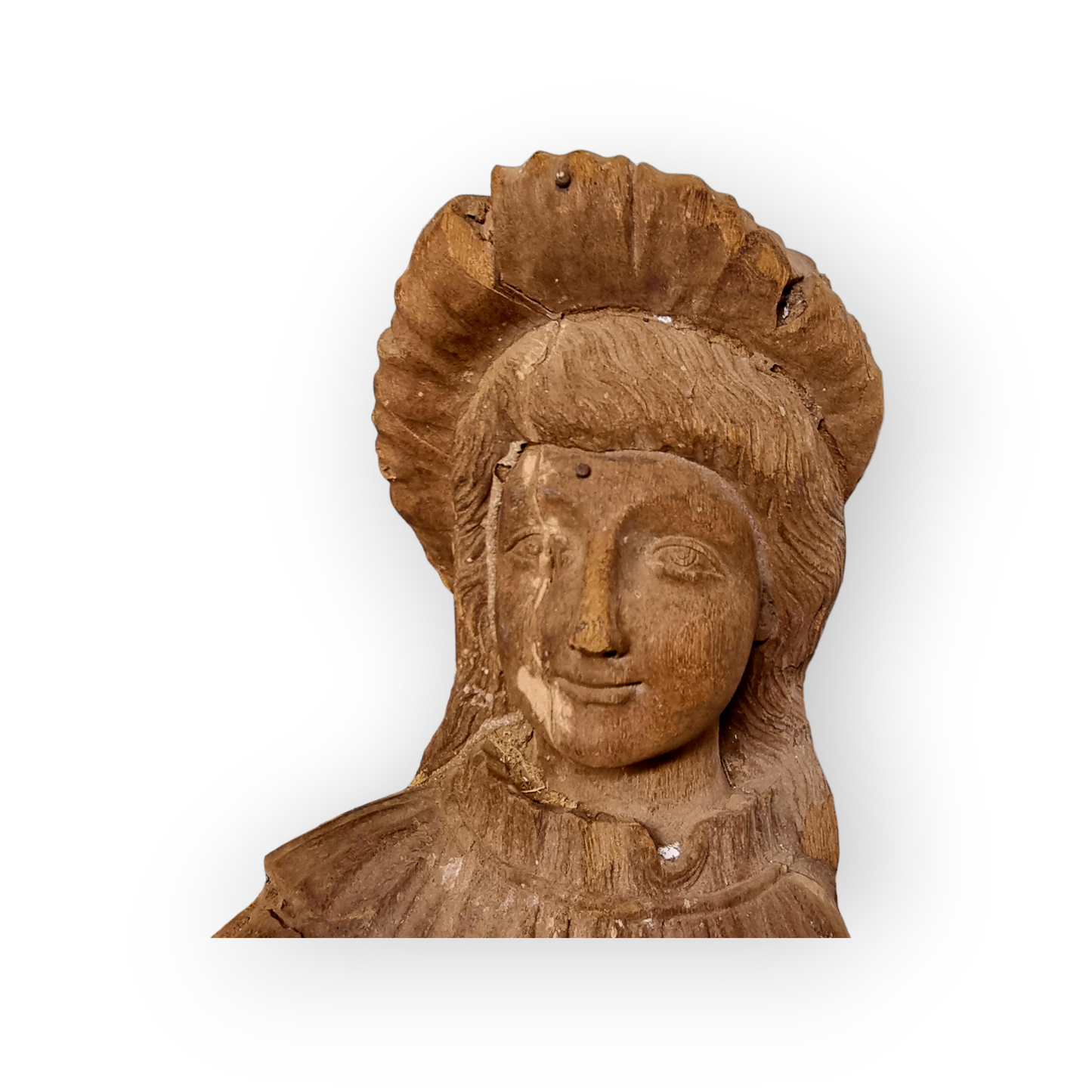 Large 16th Century Flemish Antique Carved Oak Architectural Fragment Depicting A Male Figure