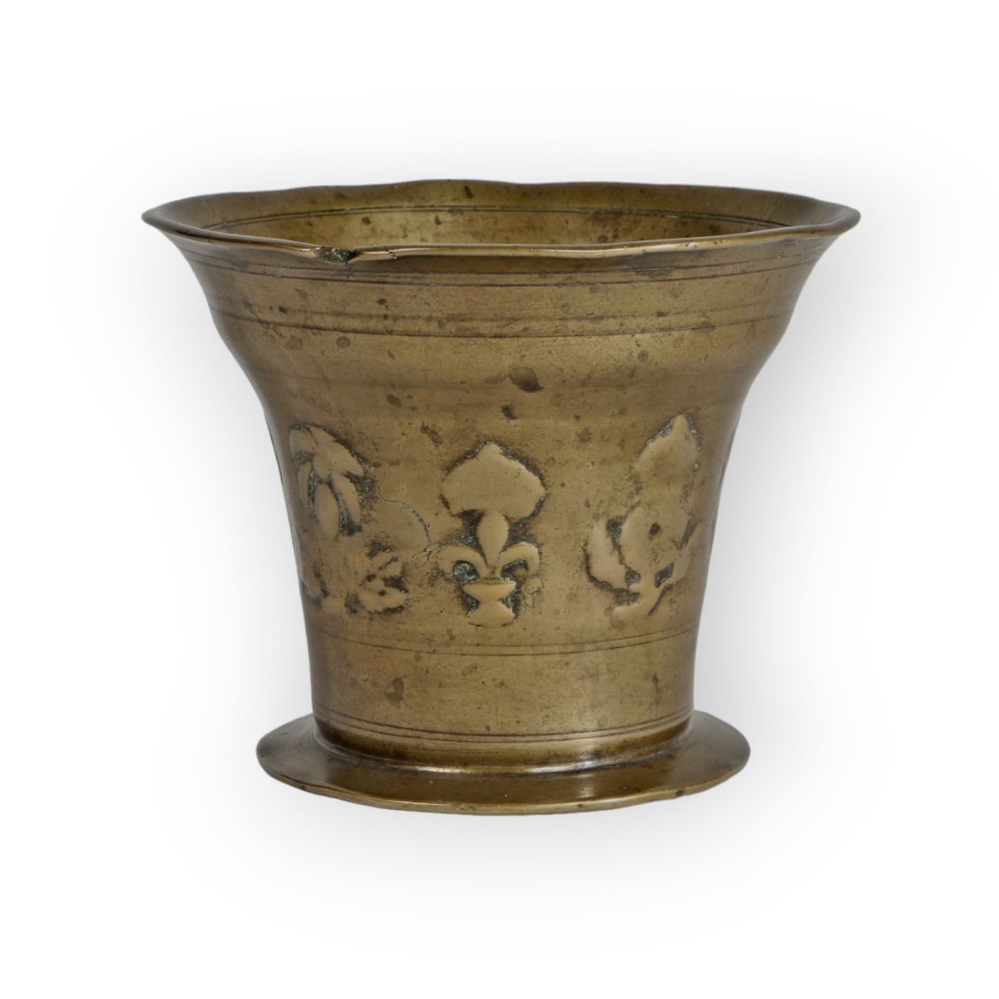 A Diminutive 17th Century Charles II Period, English Antique Bronze-Alloy Mortar, Attributed To The ‘X’ Foundry, Suffolk, England, circa 1680.