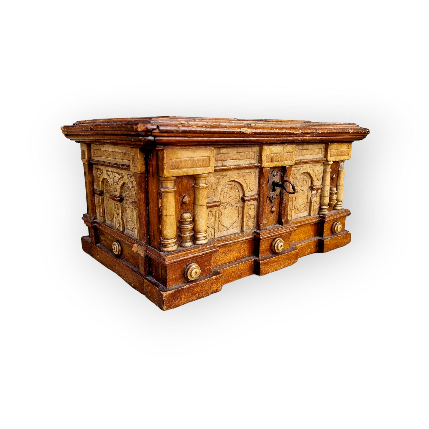 Early 17th Century Flemish Antique Carved Malines Alabaster Table Box or Casket, Circa 1600