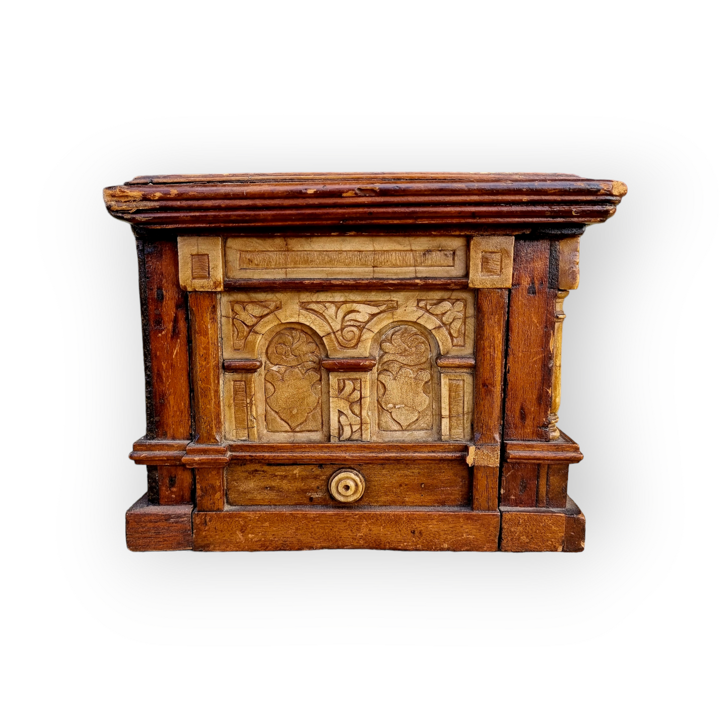 Early 17th Century Flemish Antique Carved Malines Alabaster Table Box or Casket, Circa 1600
