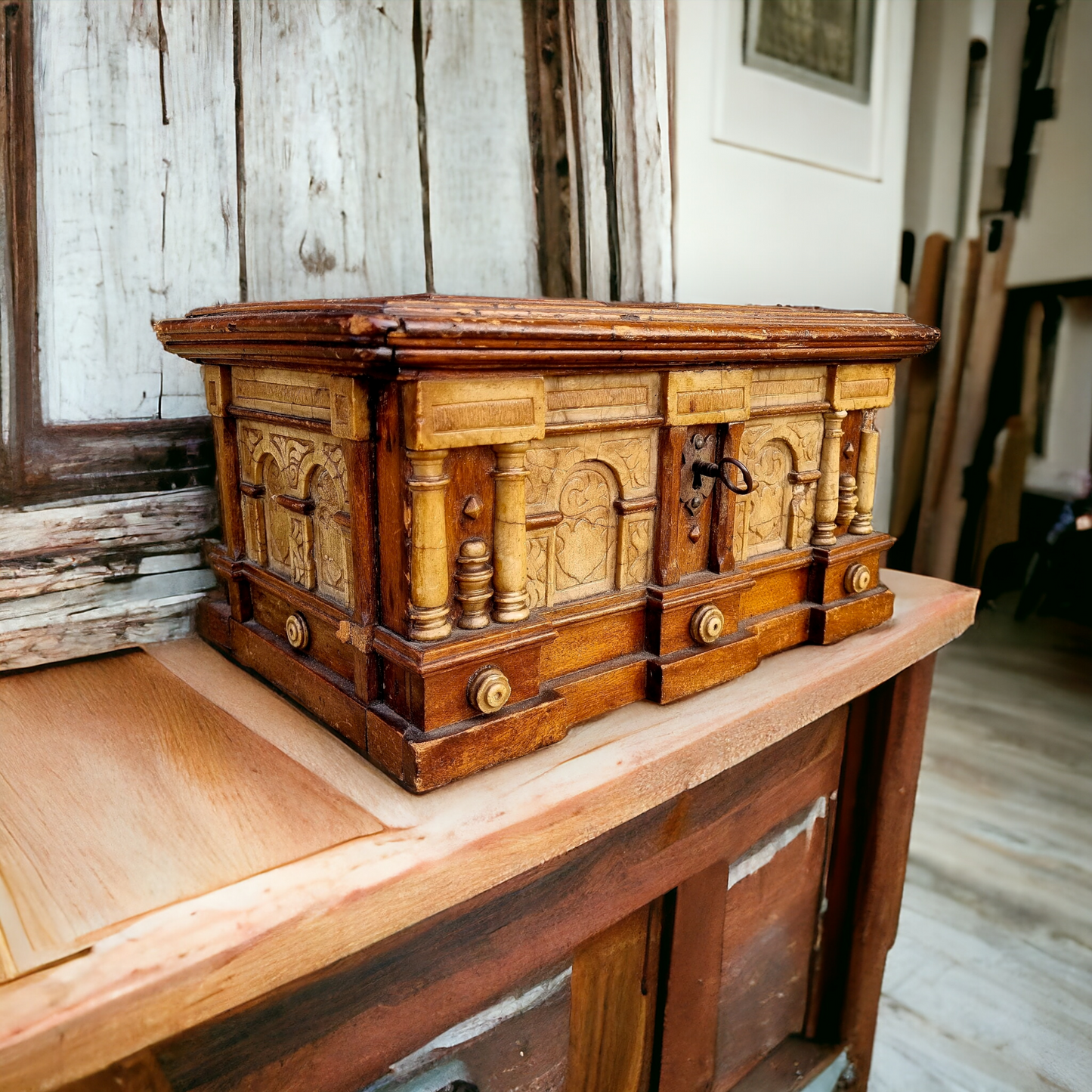 Early 17th Century Flemish Antique Malines Alabaster Table Box or Casket, Circa 1600