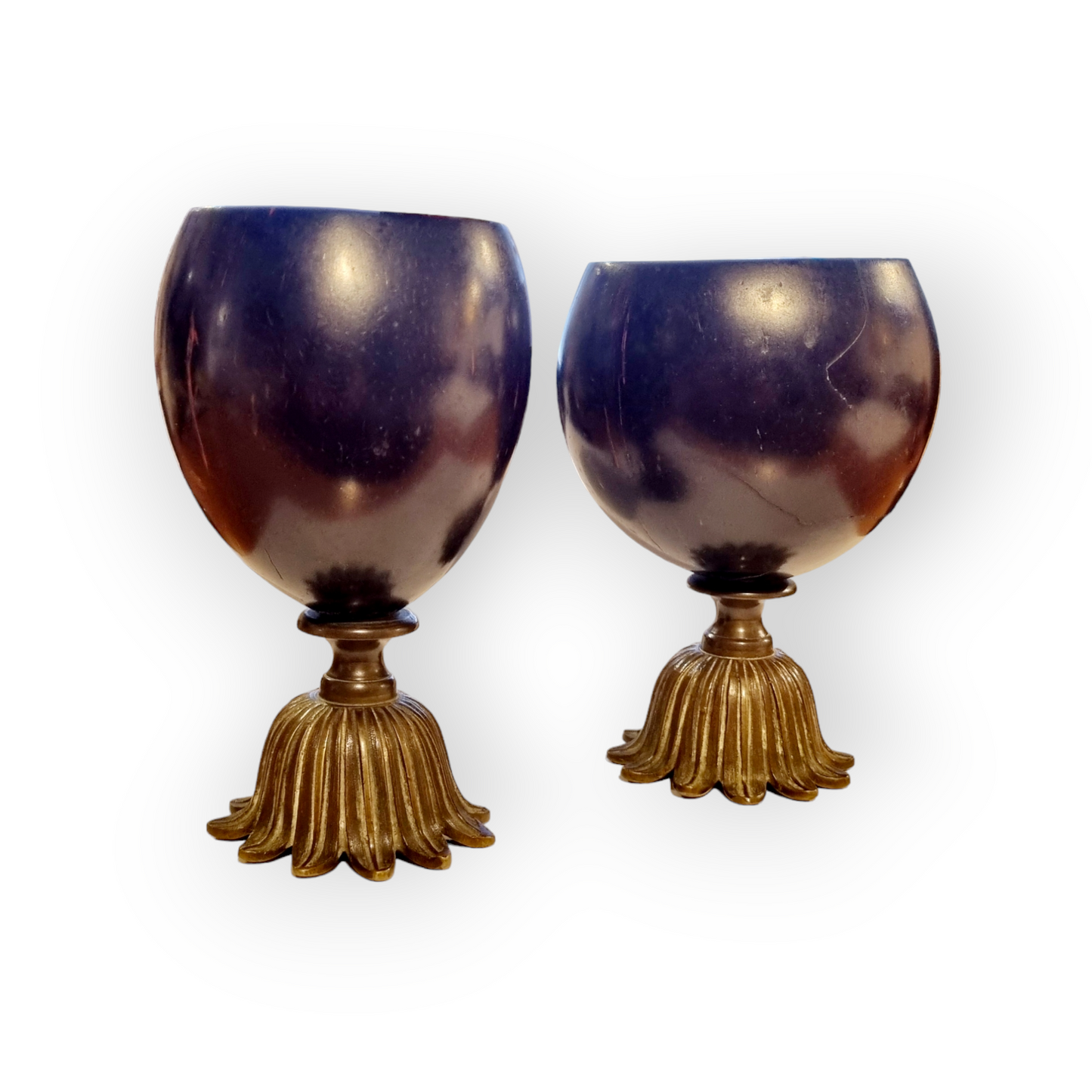 A Pair of Late 18th Century George III Period English Antique Coconut Cups