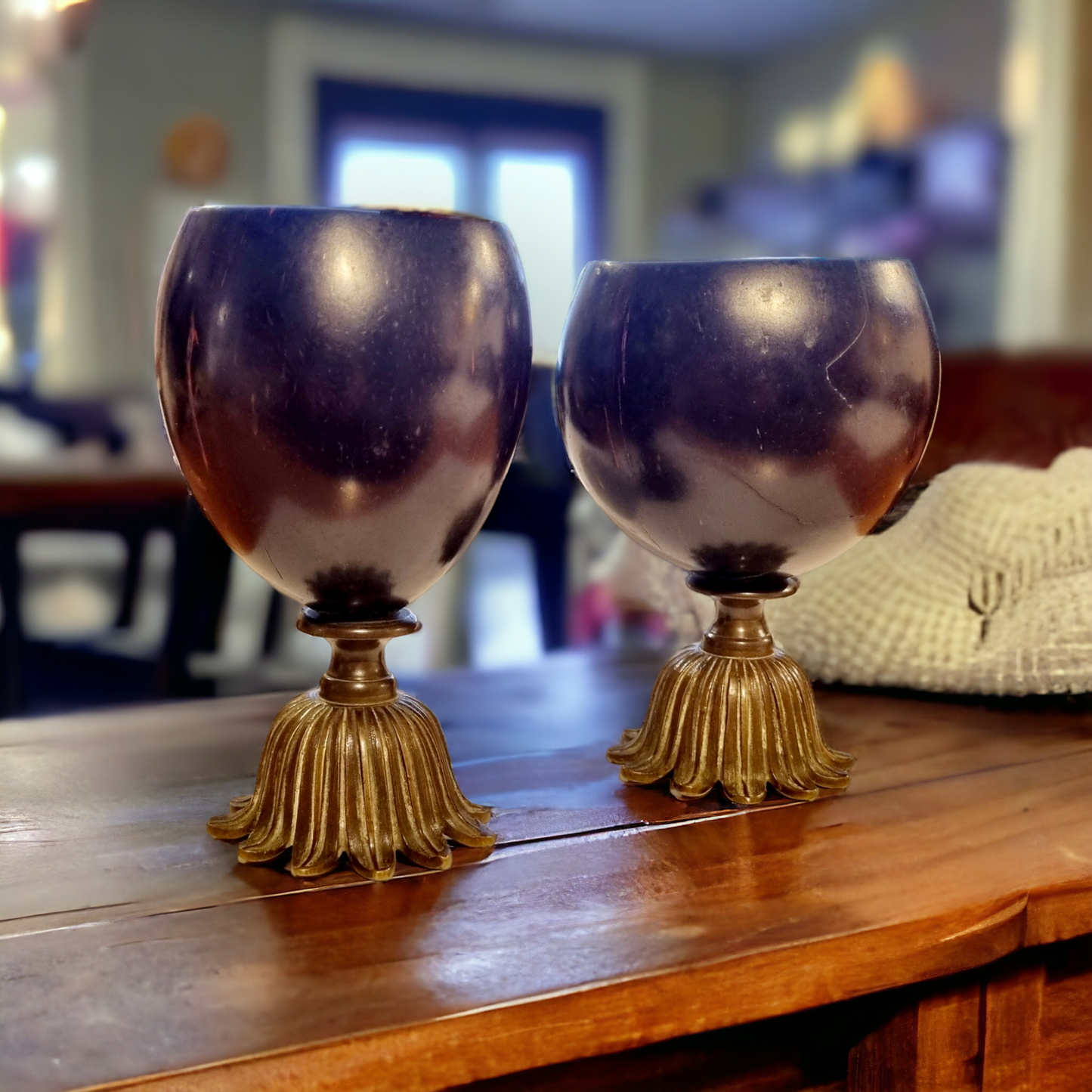 A Pair of Late 18th Century George III Period English Antique Coconut Cups