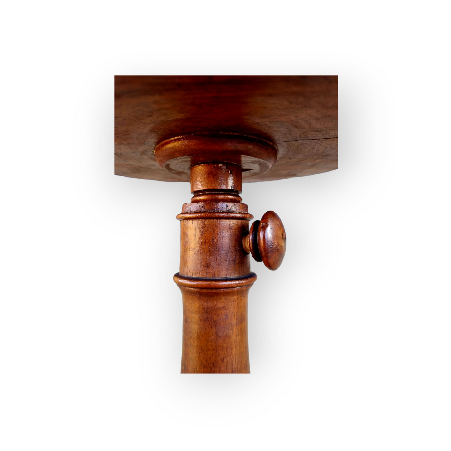 19th Century English Antique Treen Rise-and-Fall Candlestand