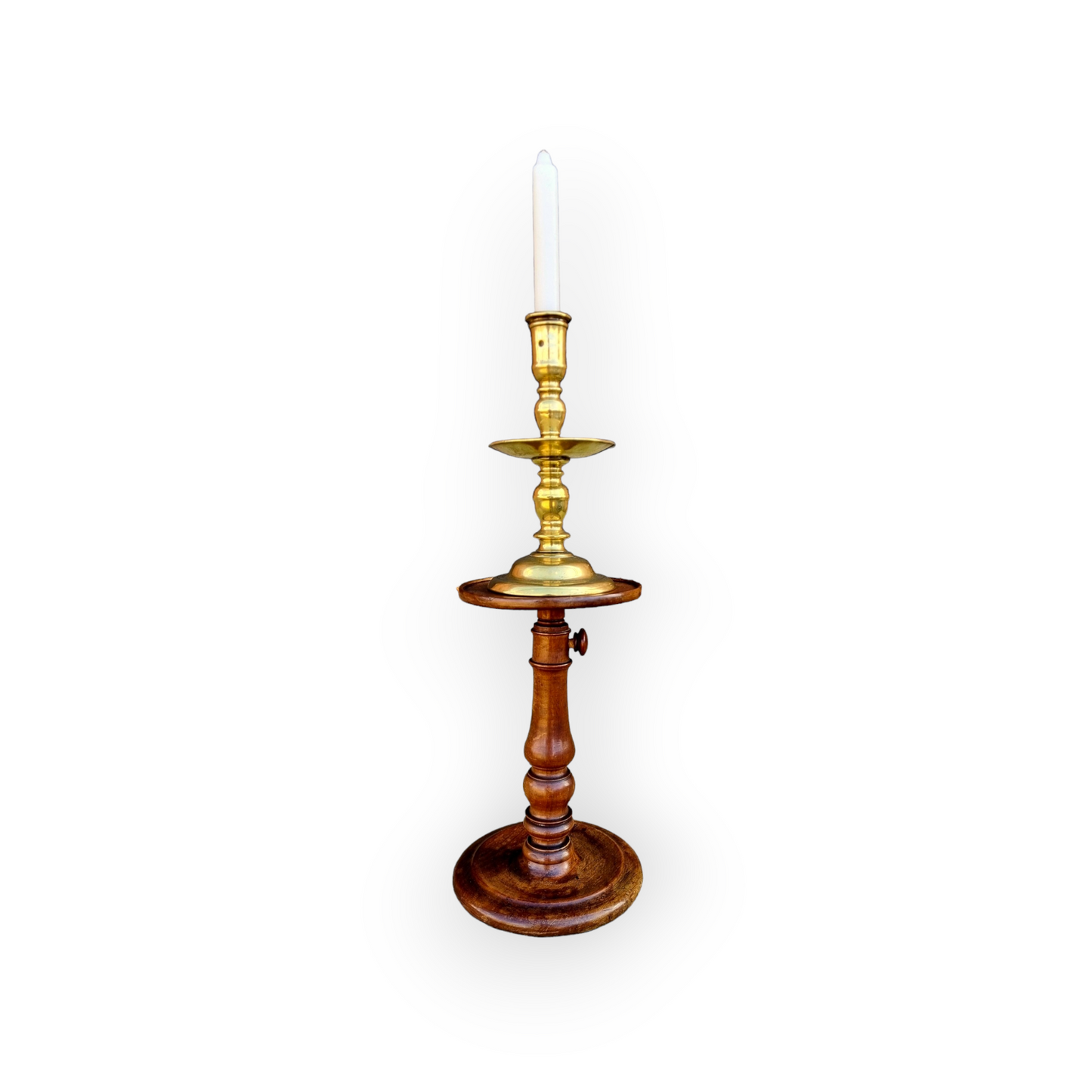 19th Century English Antique Treen Rise-and-Fall Candlestand