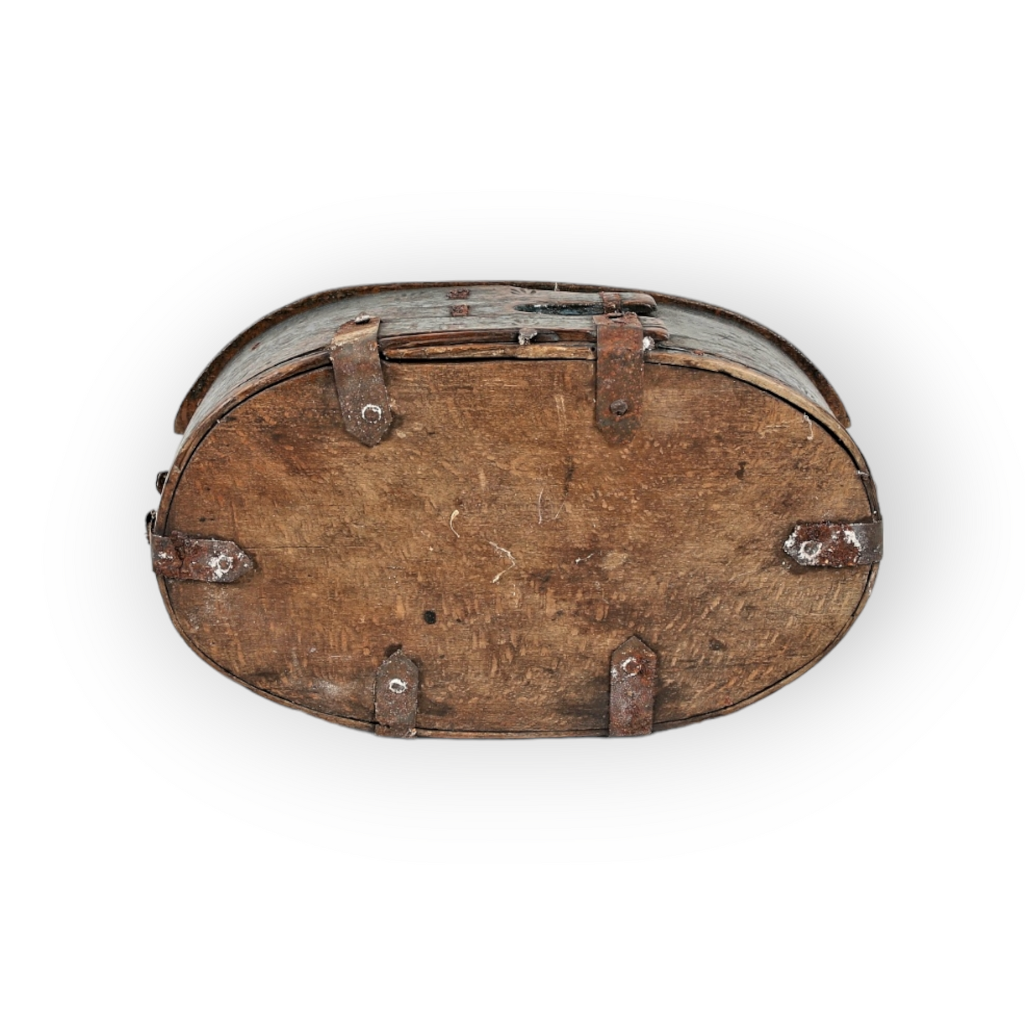 Deaccessioned From a Private Museum in Sweden - An 18th-Century Scandinavian Antique Bentwood Box in Original Blue Paint