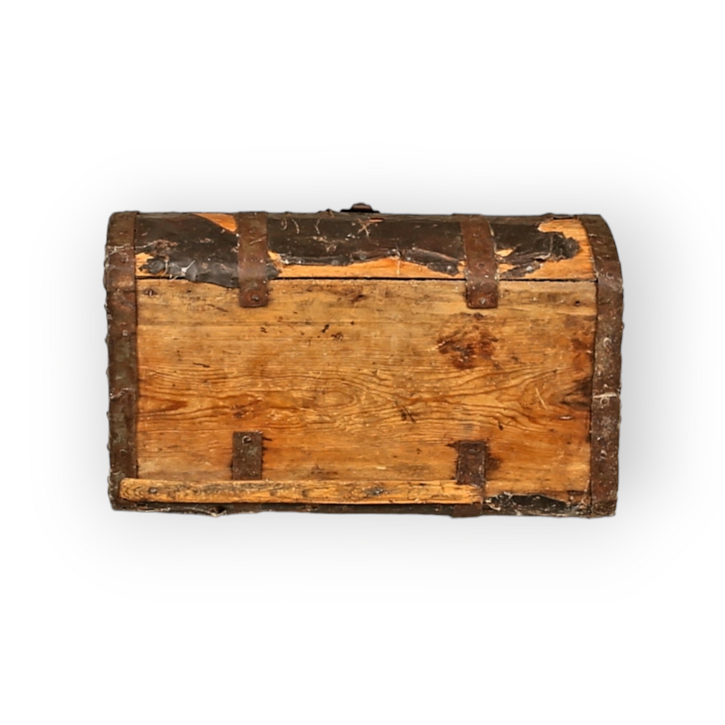 Early 17thC Scandinavian Antique Iron and Leather Bound Table Box of Unusual Form, circa 1600