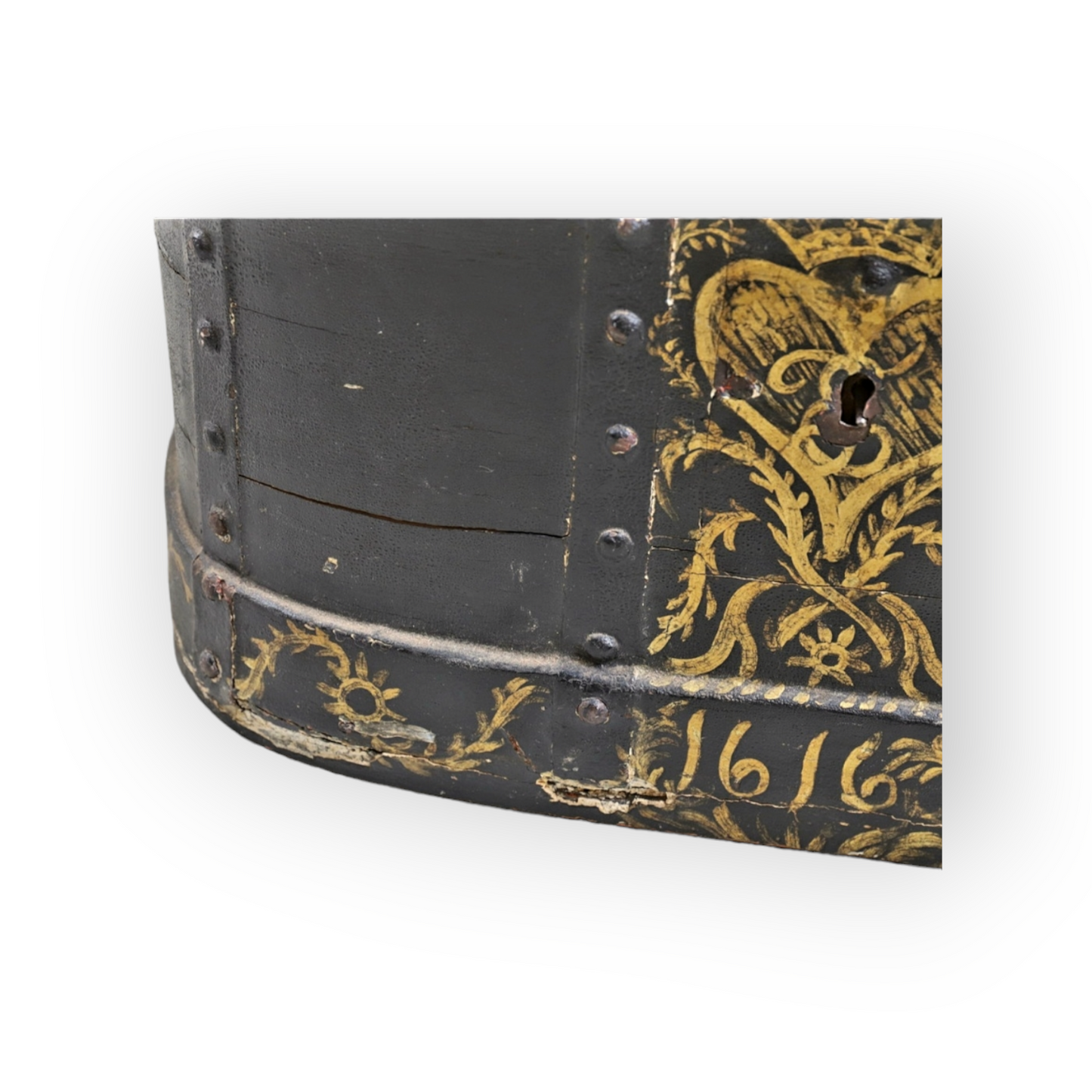 A Very Large Early 17th Century Scandinavian Bentwood Box Dated "1616"