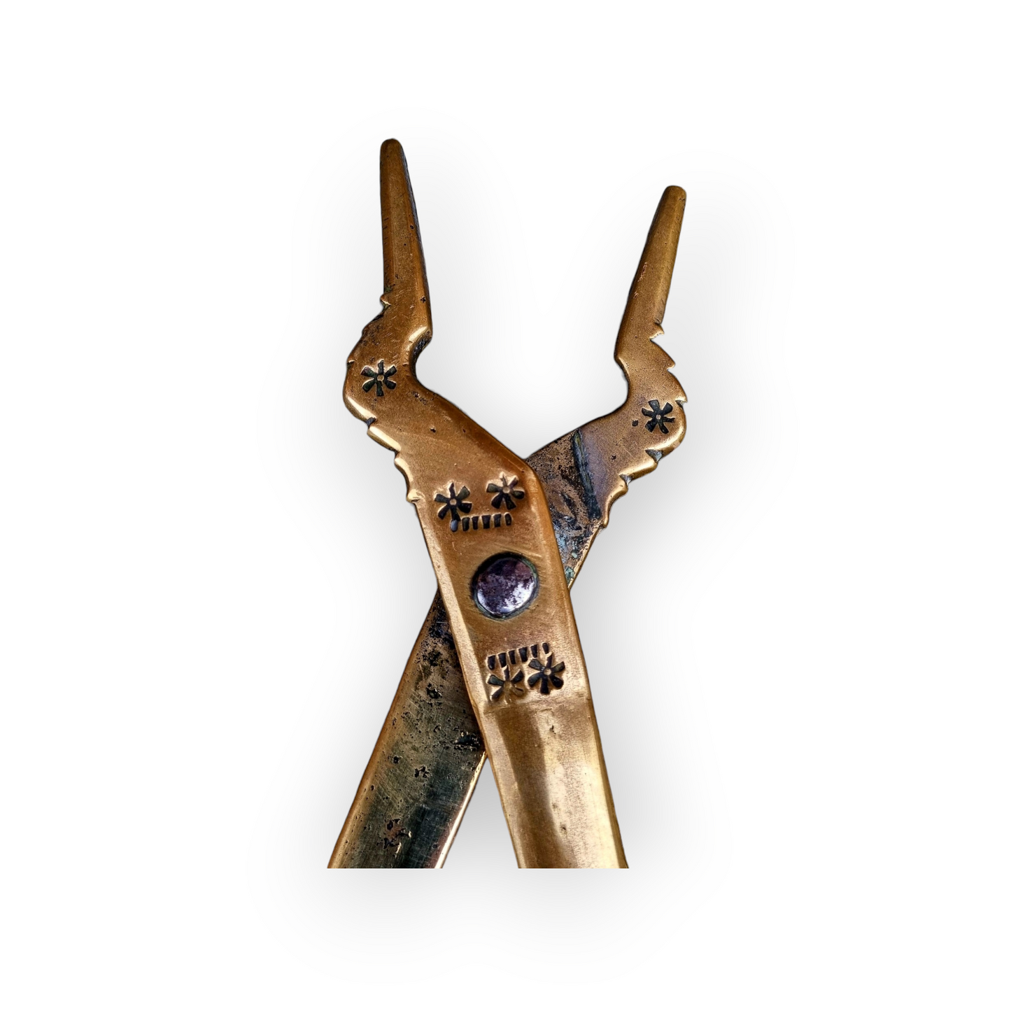 Large Pair of 19th Century Antique Brass Downhearth Cooking Tongs