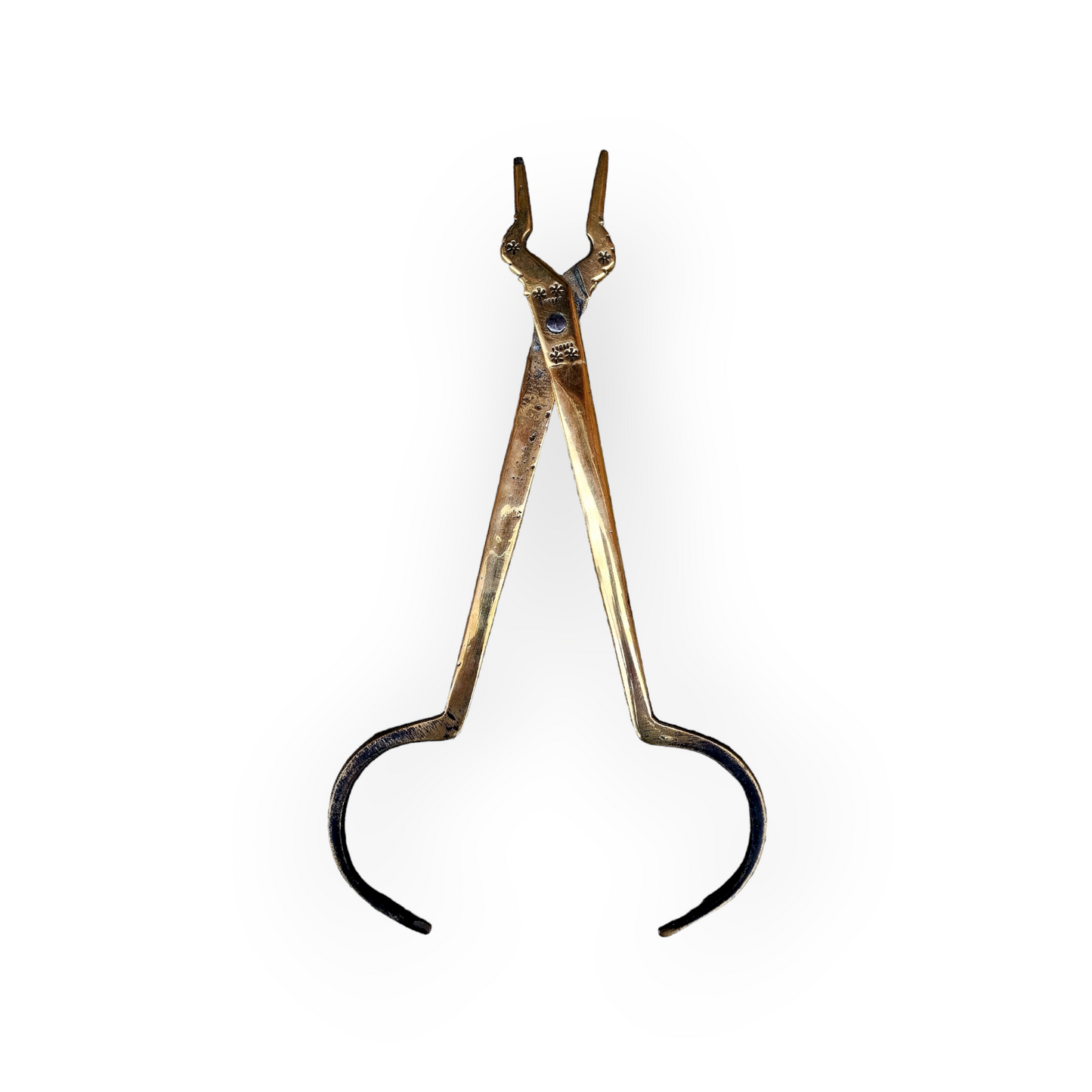 Large Pair of 19th Century Antique Brass Downhearth Cooking Tongs