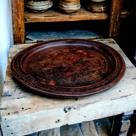 Large 18th Century Antique Treen Platter / Serving Plate or Dish