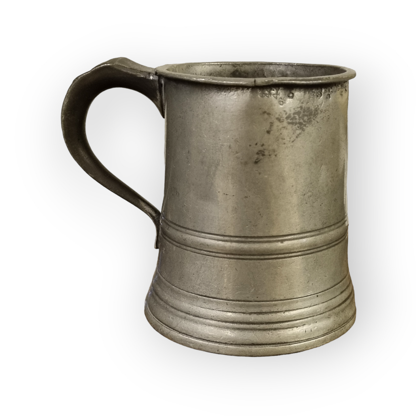 19th Century English Antique Pewter 1 Pint Tankard, Stamped "James Yates"