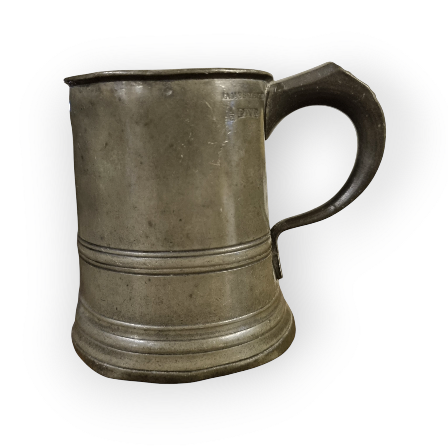 19th Century English Antique Pewter 1/2 Pint Tankard, Stamped "James Yates"