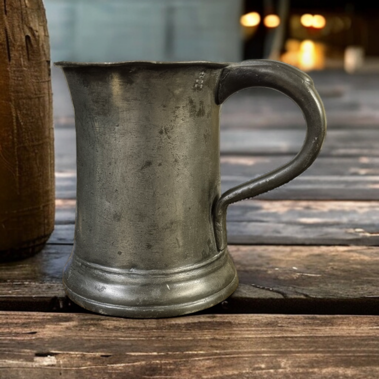 19th Century English Antique Pewter 1 Pint Tankard, Stamped "Yates & Birch"