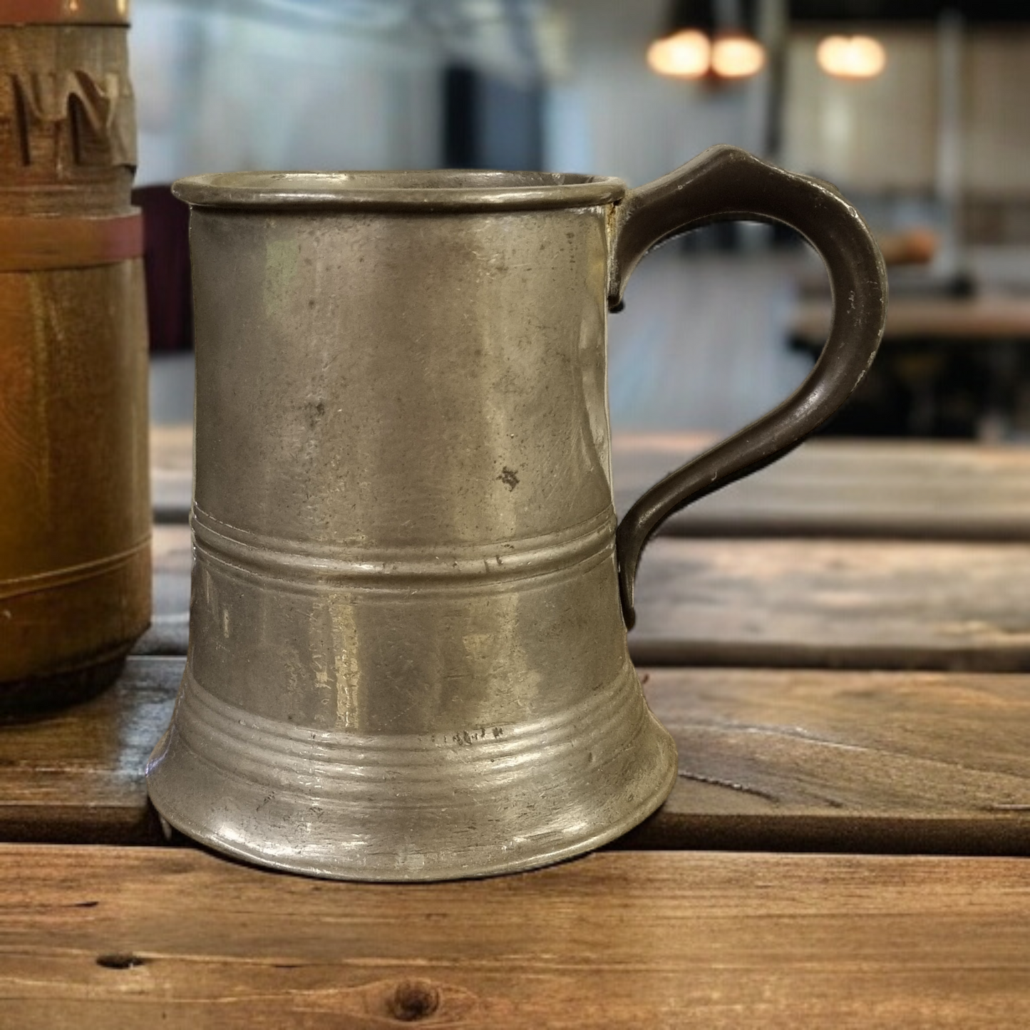 19th Century English Antique Pewter 1 Pint Tankard, Attributed to "James Yates"