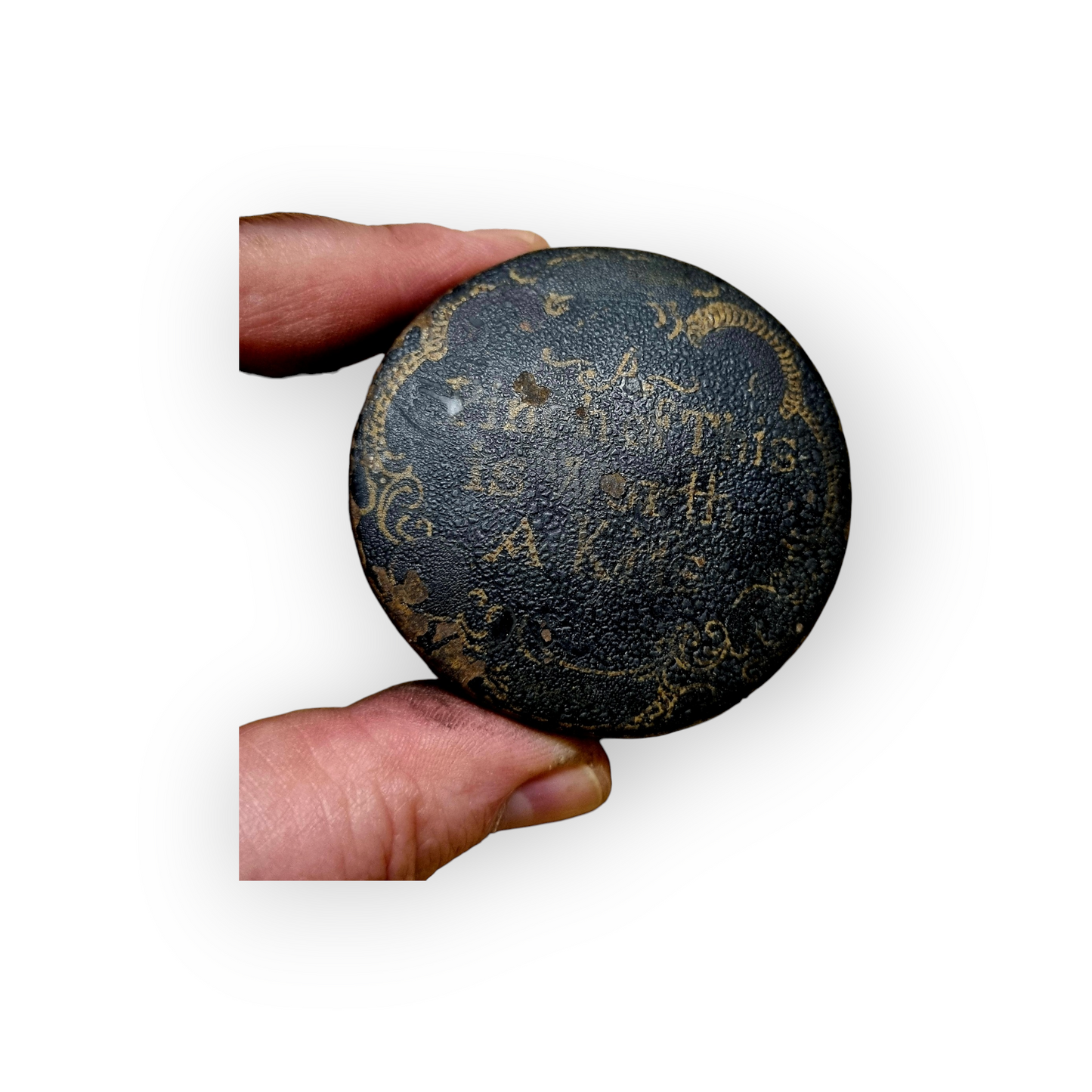 Late 18th Century English Antique Toleware Tobacco Snuff Box, Bearing The Inscription "A pinch of this is worth a kiss"