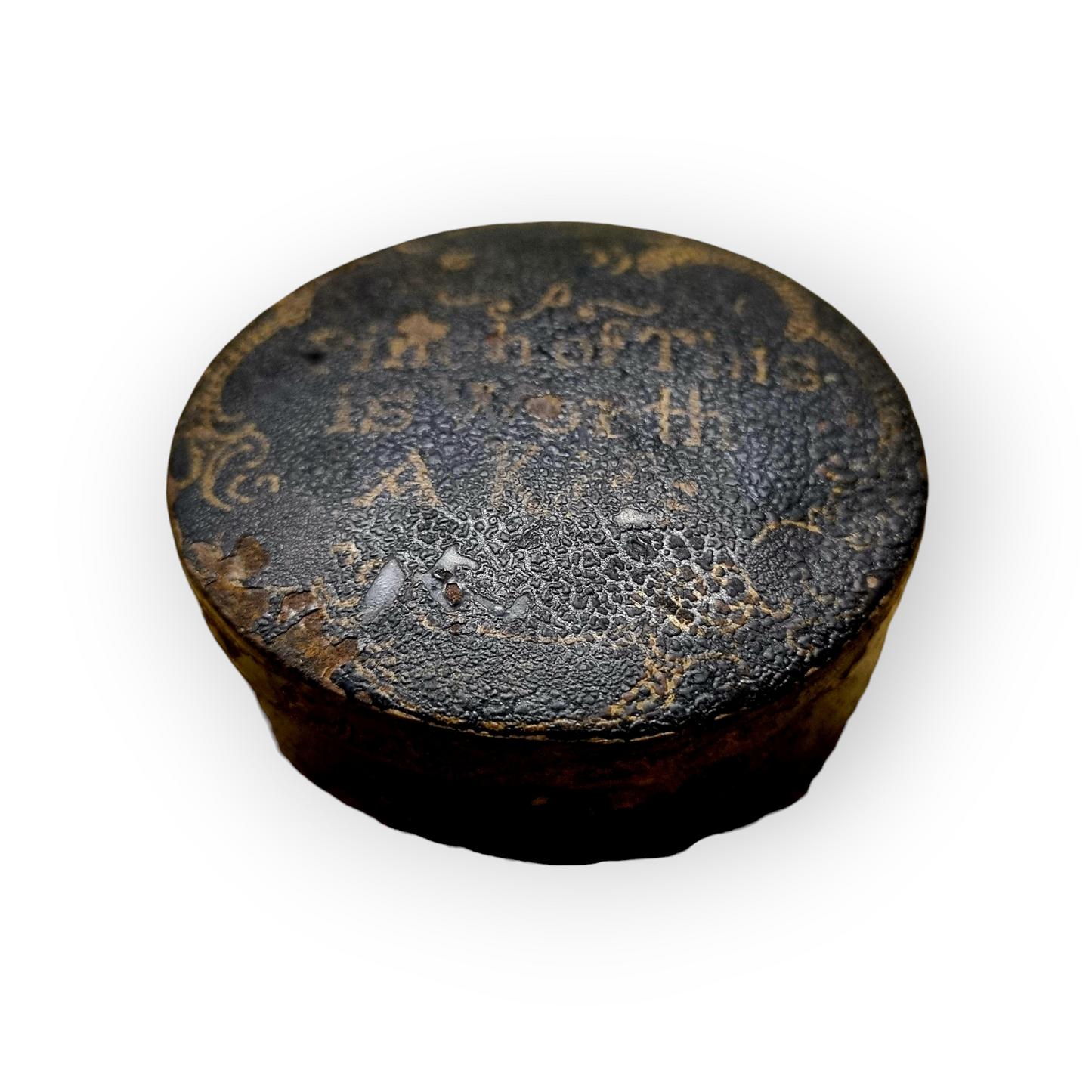 Late 18th Century English Antique Toleware Tobacco Snuff Box, Bearing The Inscription "A pinch of this is worth a kiss"