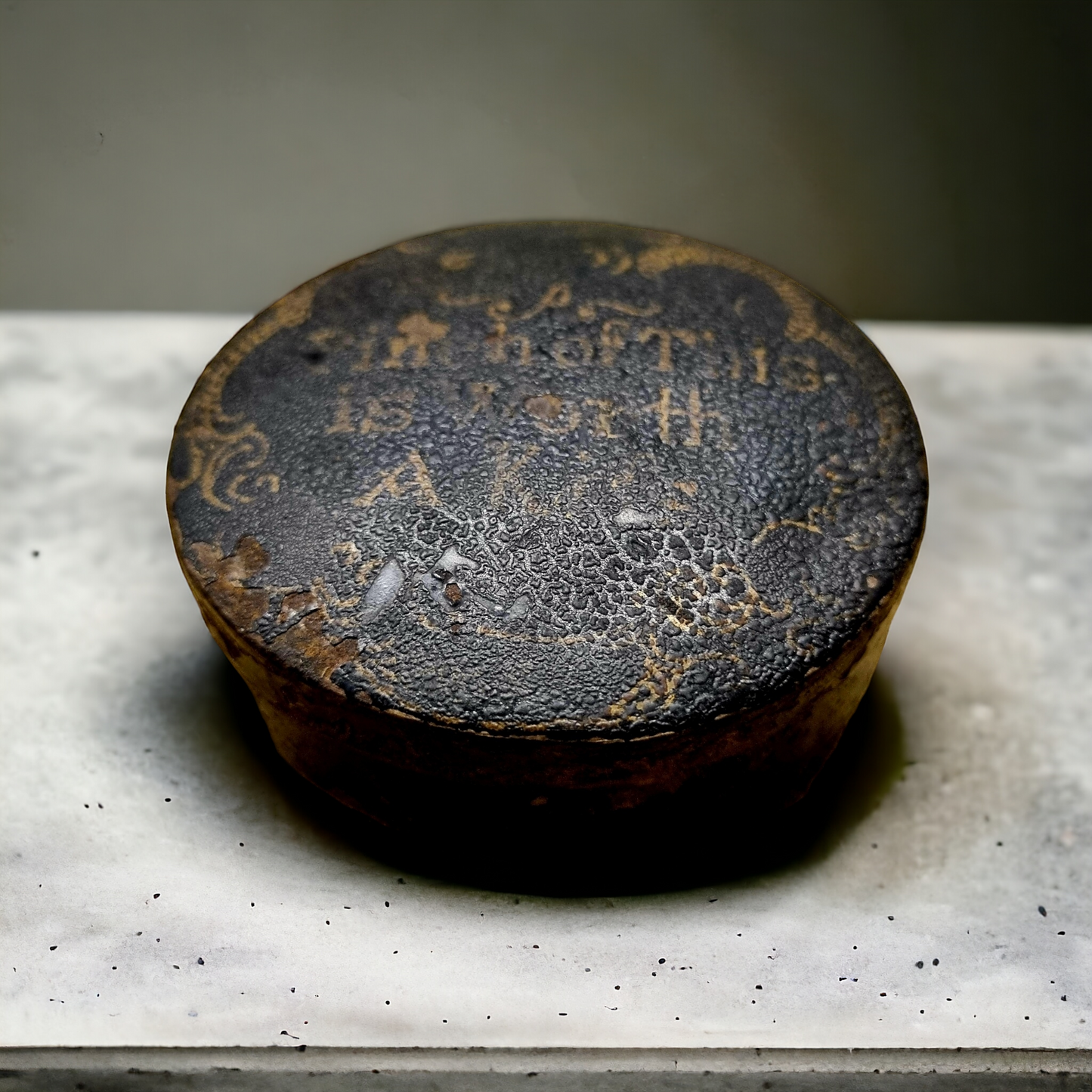 Late 18th Century English Antique Toleware Tobacco Snuff Box, Bearing The Inscription "A pinch of this is worth a kiss"