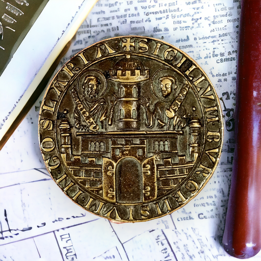 Large Early 19th Century or Possibly Earlier German Antique Brass Seal Matrix of The Burgesses of Goslaria