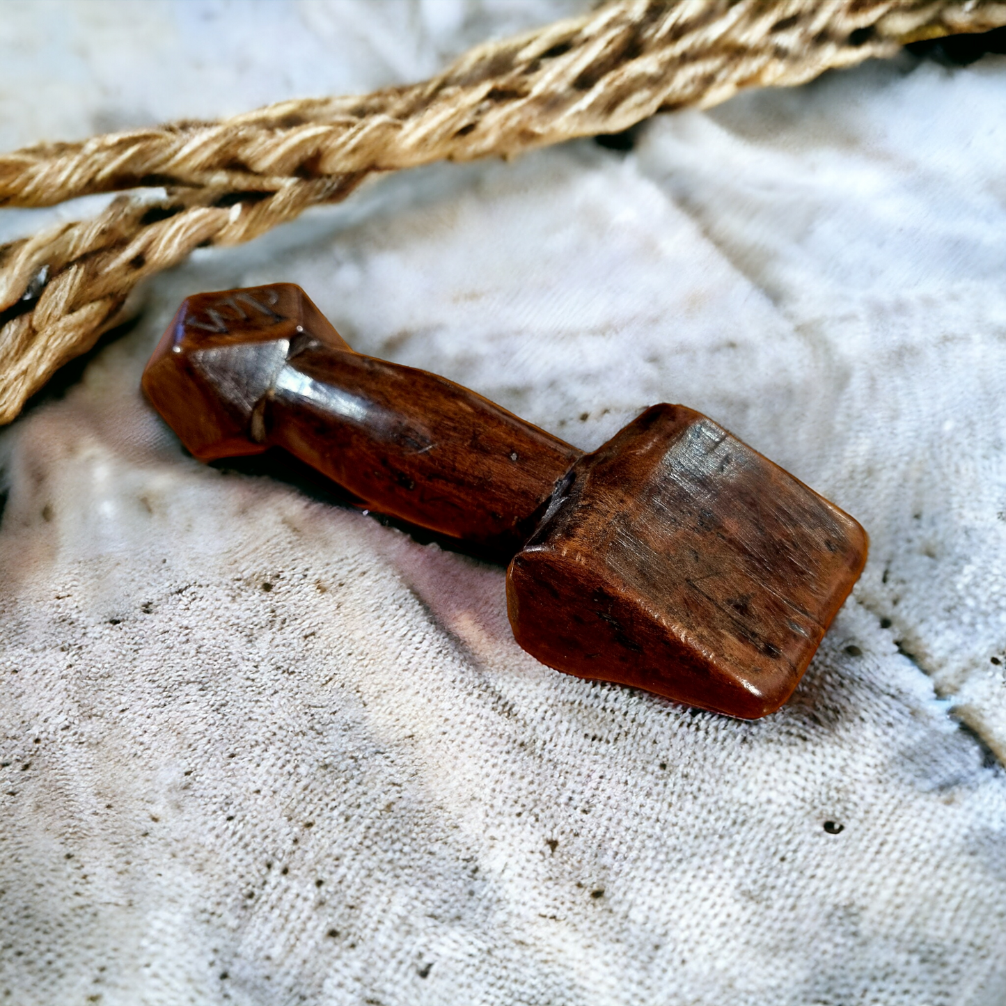 Late 18th Century English Antique Treen Sailors Seam Rubber, Bearing the Initials "P" & "WP".