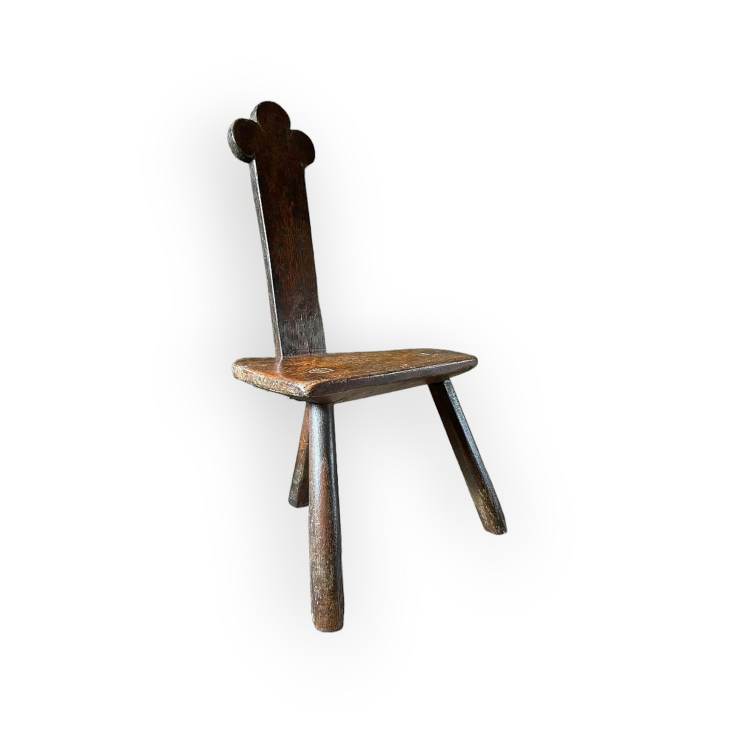 Rare Primitive 18th Century Welsh Antique Three-Legged Spinning Chair