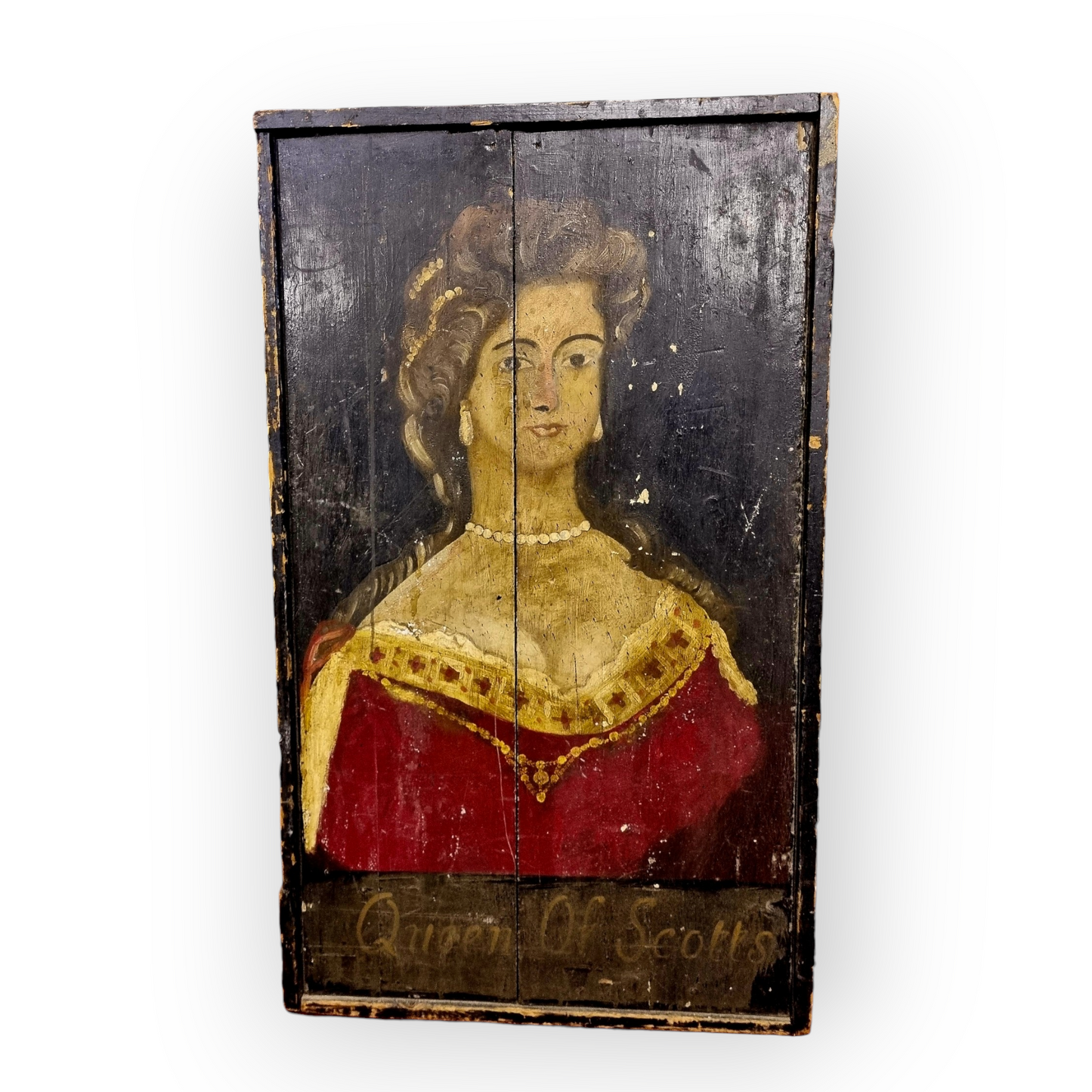 Large Late 18th Century Scottish Antique Pub / Tavern Sign "Queen of Scotts"