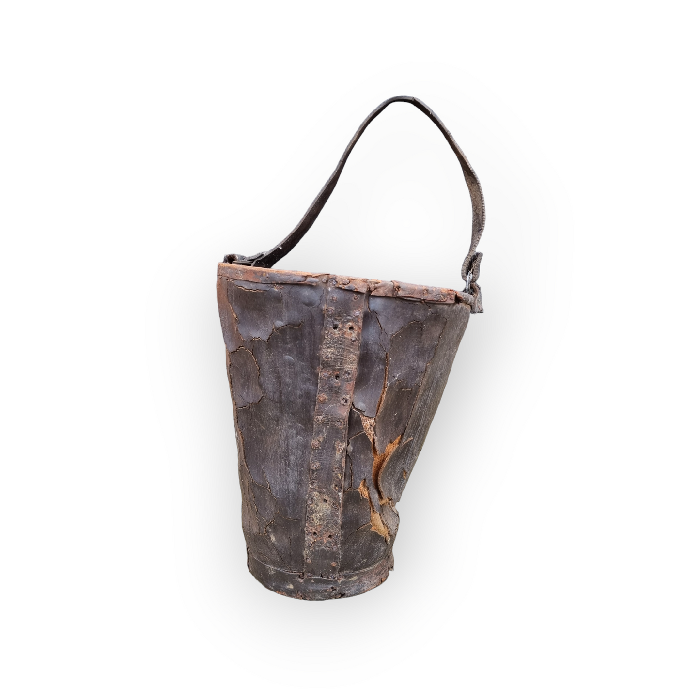 Mid 19th Century English Antique Leather Fire Bucket Bearing the Royal Coat of Arms of Queen Victoria