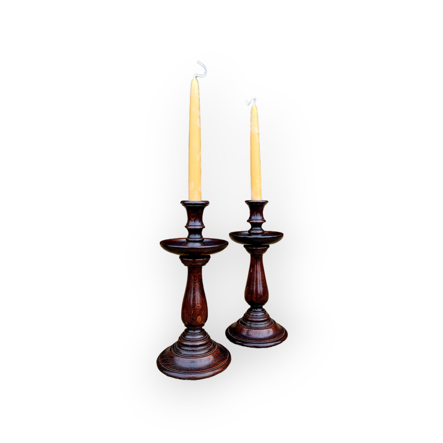 Pair of Late 19th Century English Antique Oak Candlesticks, circa 1890