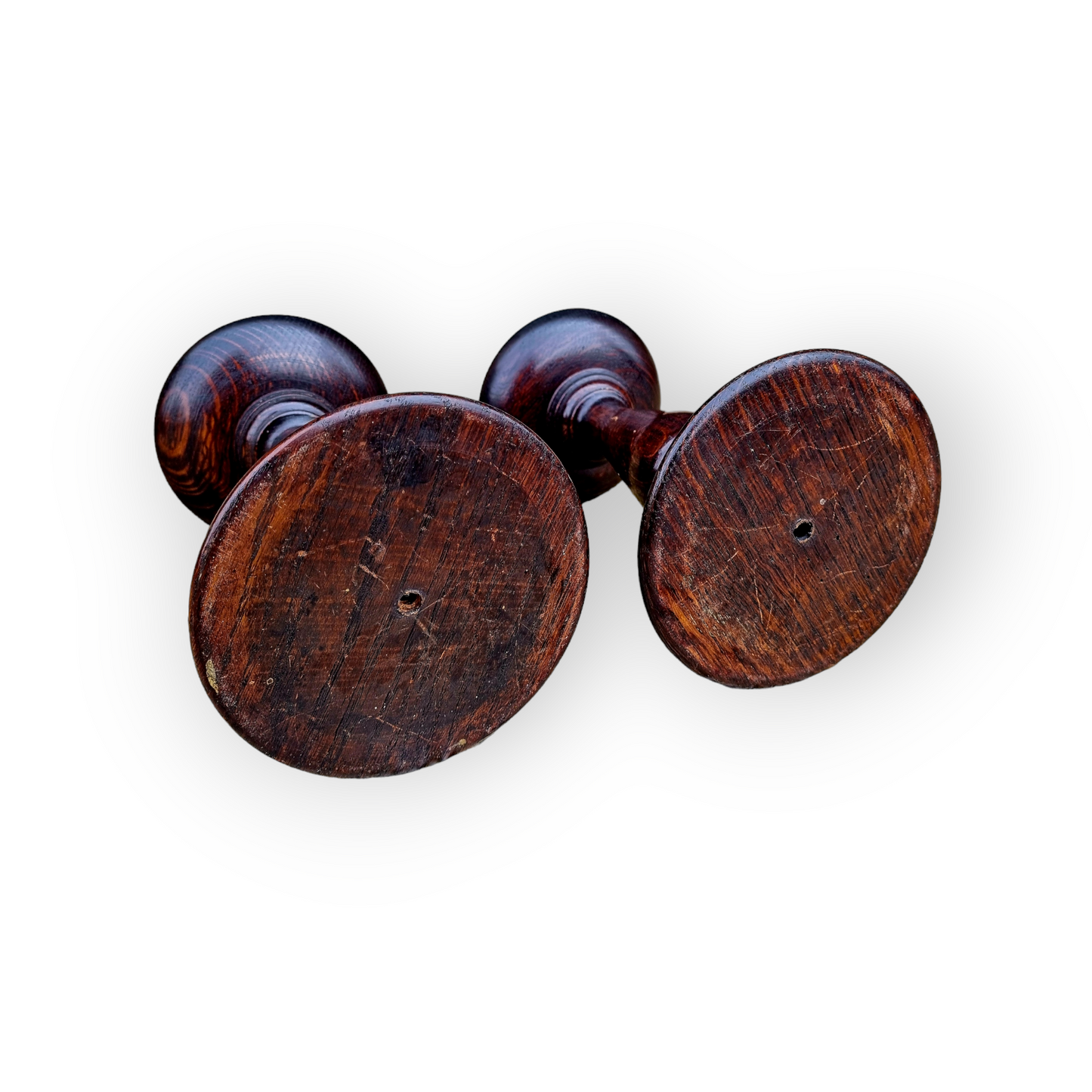 Pair of Late 19th Century English Antique Oak Candlesticks, circa 1890