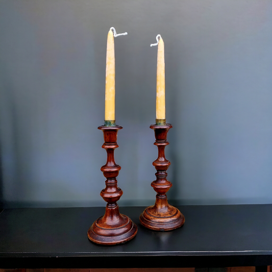 Pair of Mid-19th Century English Antique Treen Candlesticks