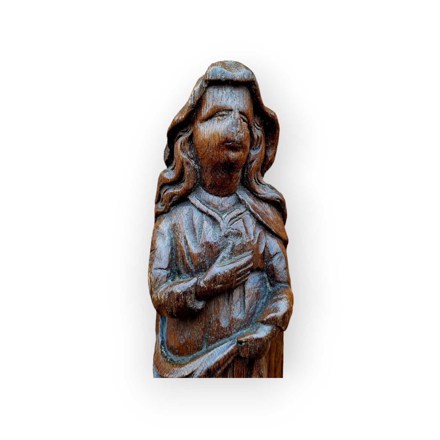 Early 17th Century Flemish Antique Carved Oak Term Depicting a Female Figure