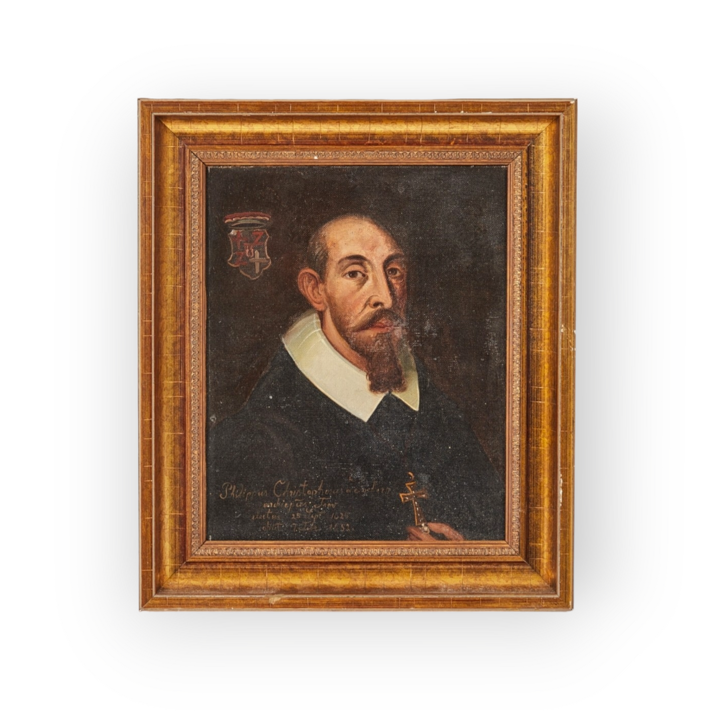 Late 17th Century German School Antique Oil on Canvas Portrait of Prince-Bishop Philipp Christoph von Sötern (1567-1652)