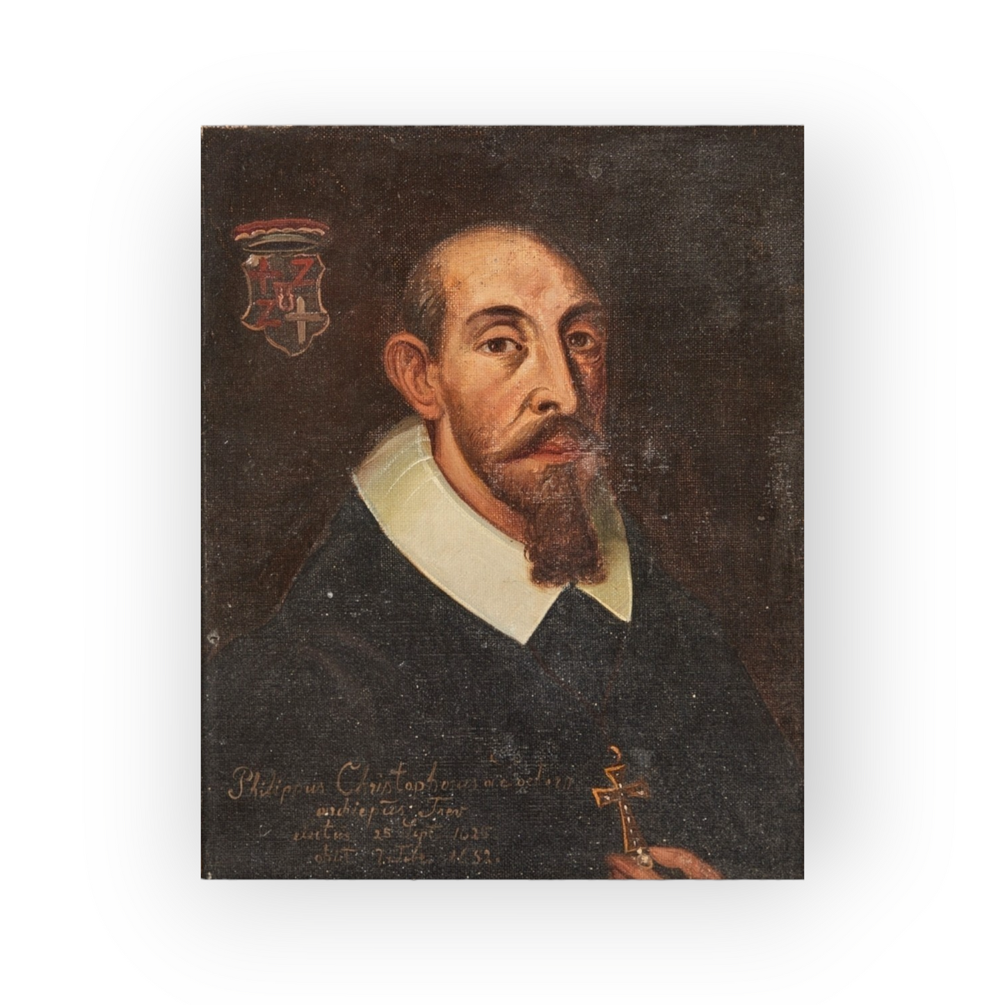 Late 17th Century German School Antique Oil on Canvas Portrait of Prince-Bishop Philipp Christoph von Sötern (1567-1652)