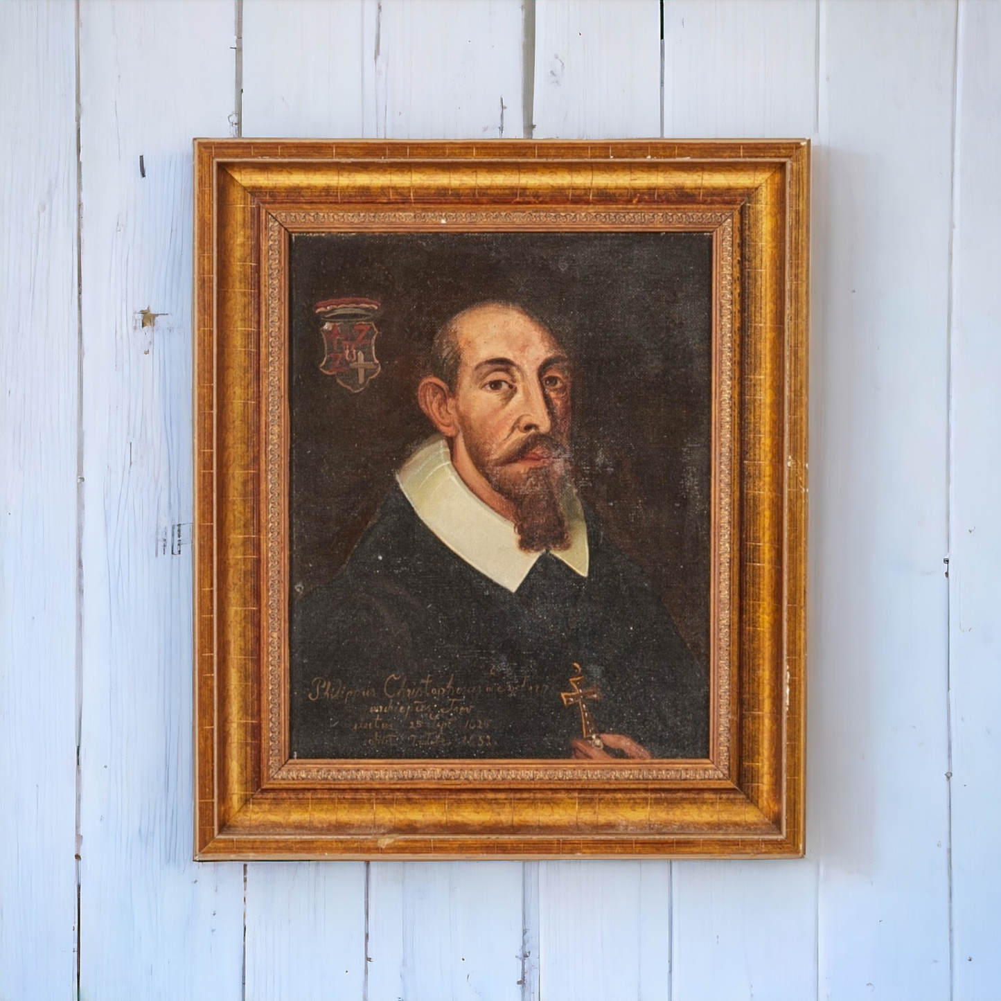 Late 17th Century German School Antique Oil on Canvas Portrait of Prince-Bishop Philipp Christoph von Sötern (1567-1652)