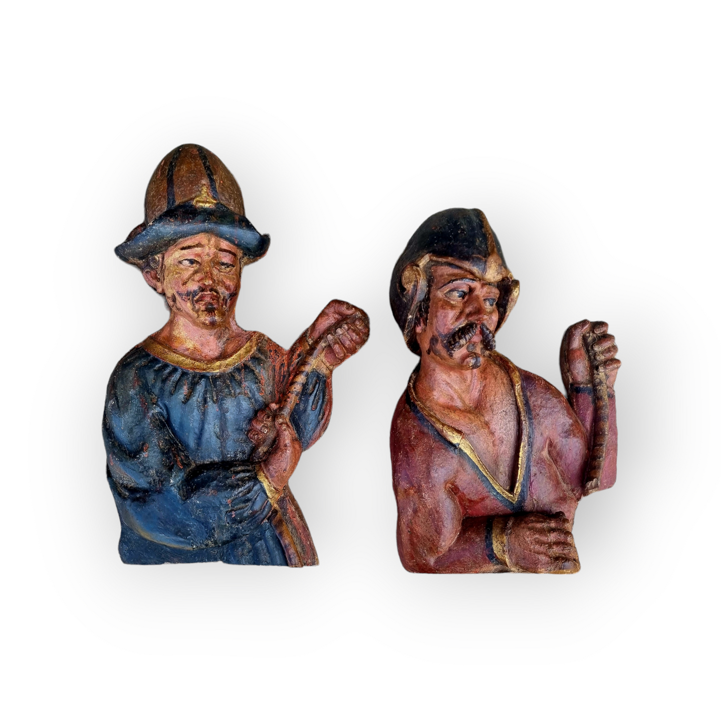 A Pair of Large 17th Century Antique Carved Limewood Sculptures