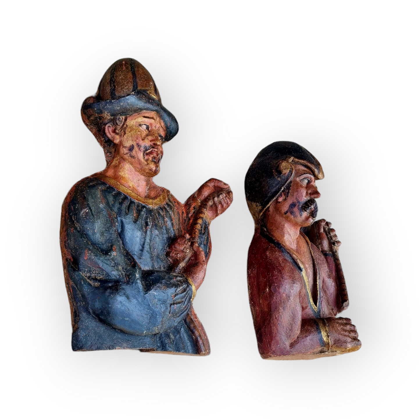 A Pair of Large 17th Century Antique Carved Limewood Sculptures