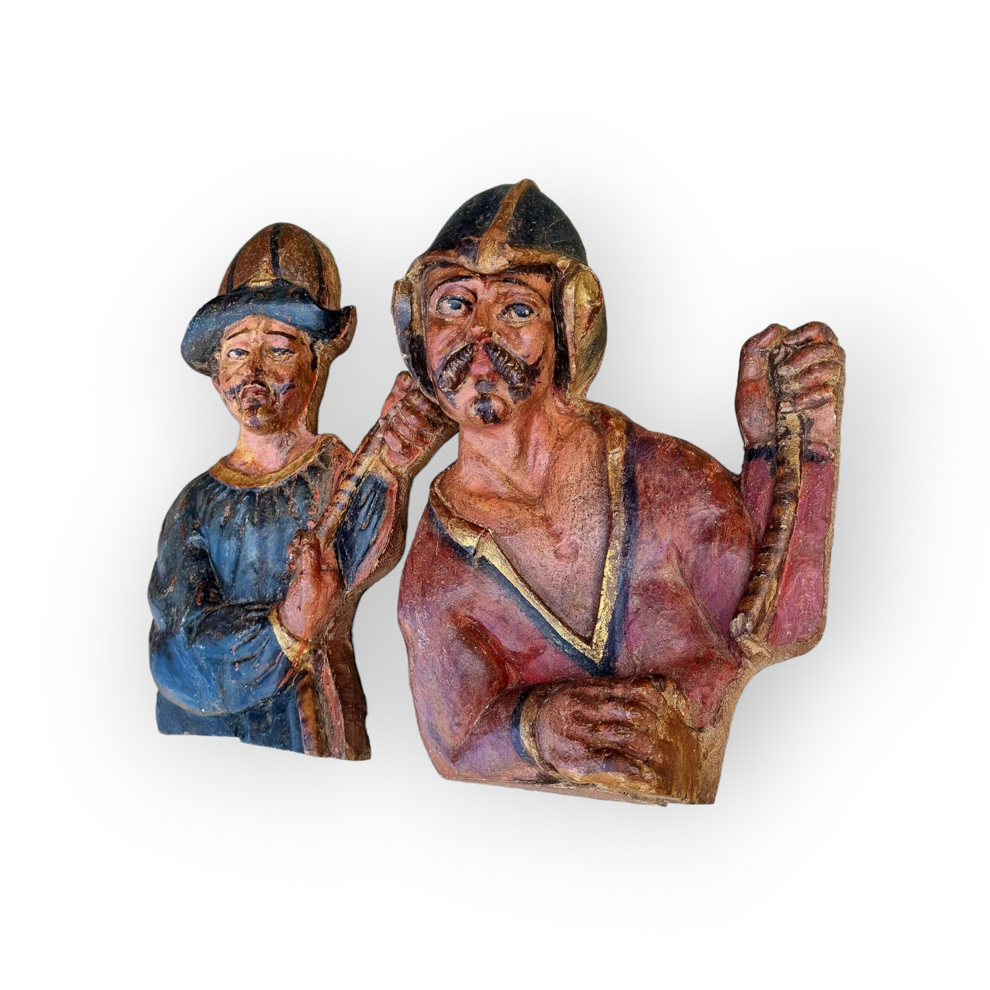 A Pair of Large 17th Century Antique Carved Limewood Sculptures