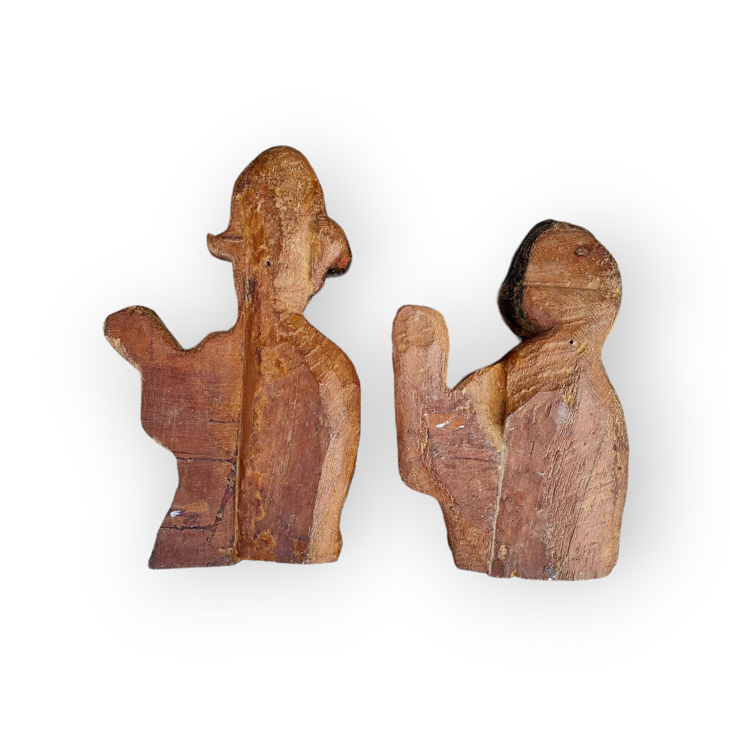 A Pair of Large 17th Century Antique Carved Limewood Sculptures