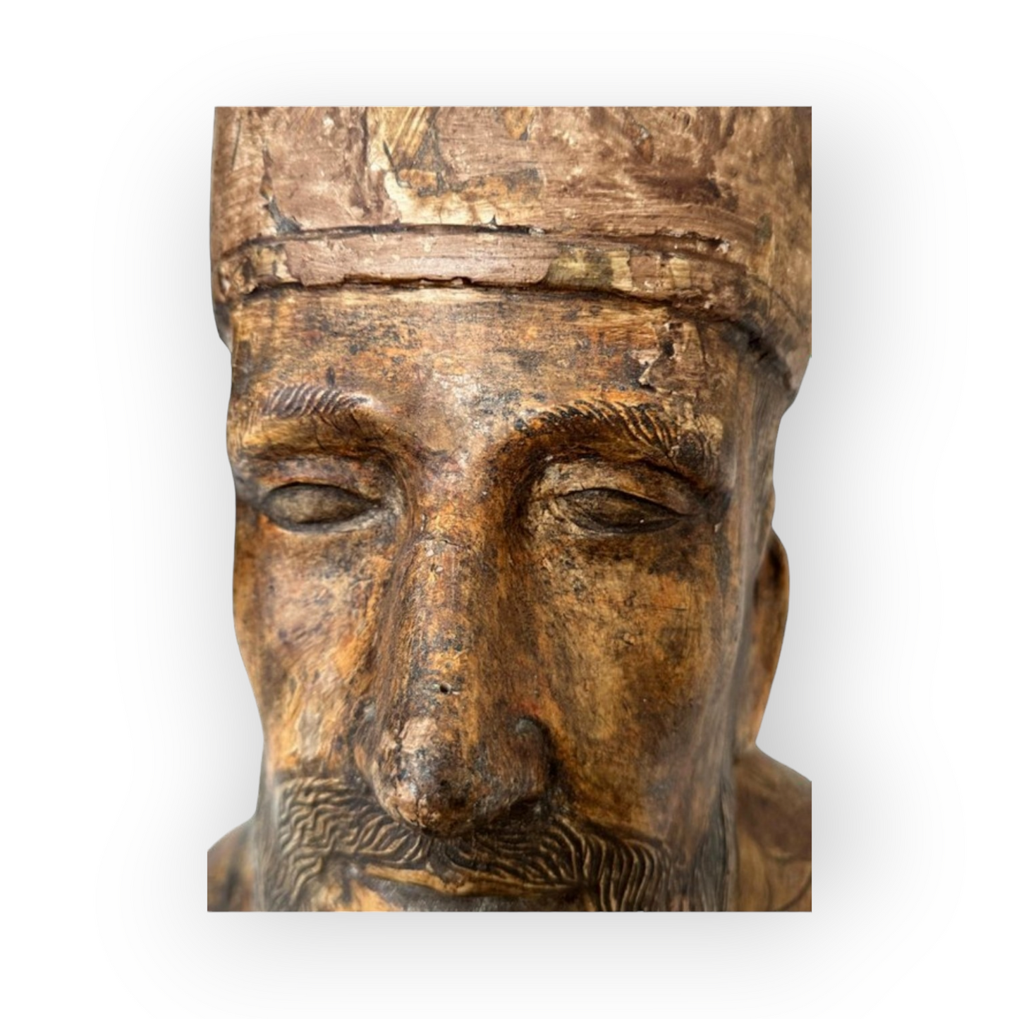 Life-size Early 17thC Italian Antique Carved Wooden Bust / Sculpture of a Bishop Saint