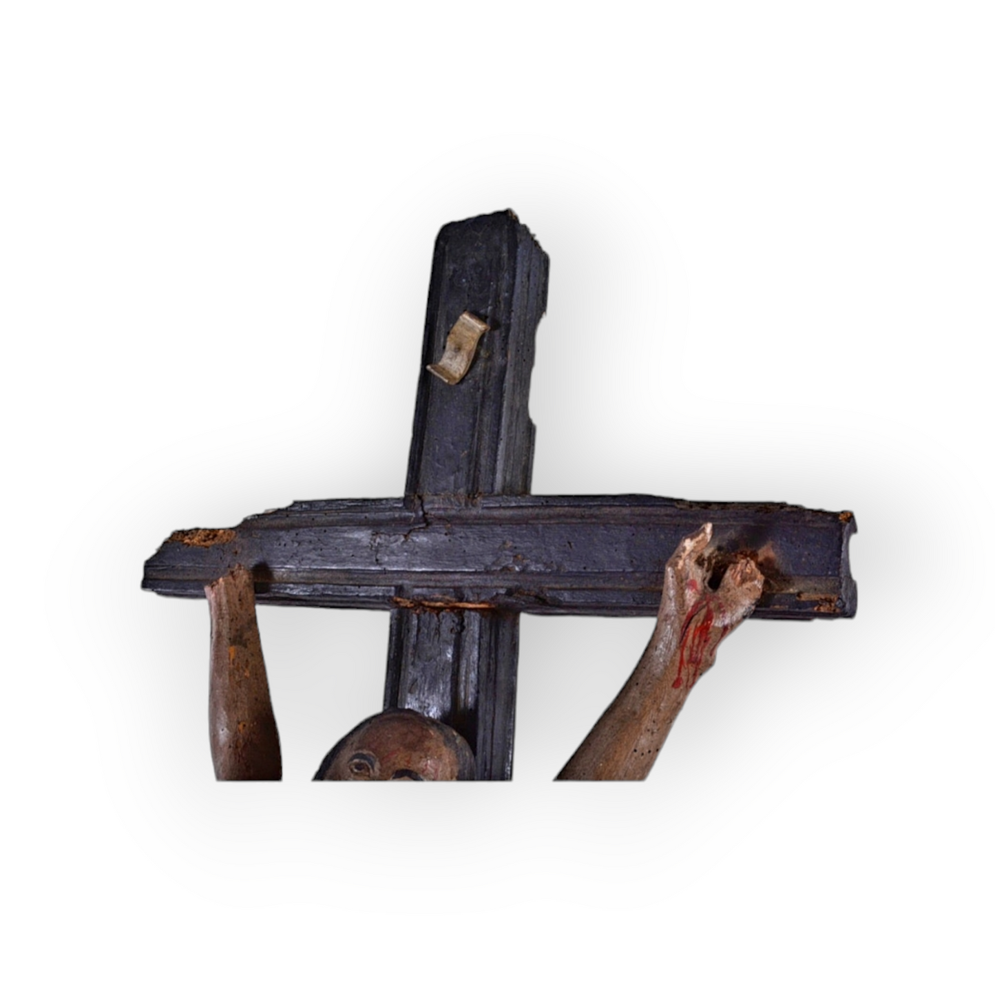 A Large, Naive 16th Century Antique Carved Wood Corpus Christi