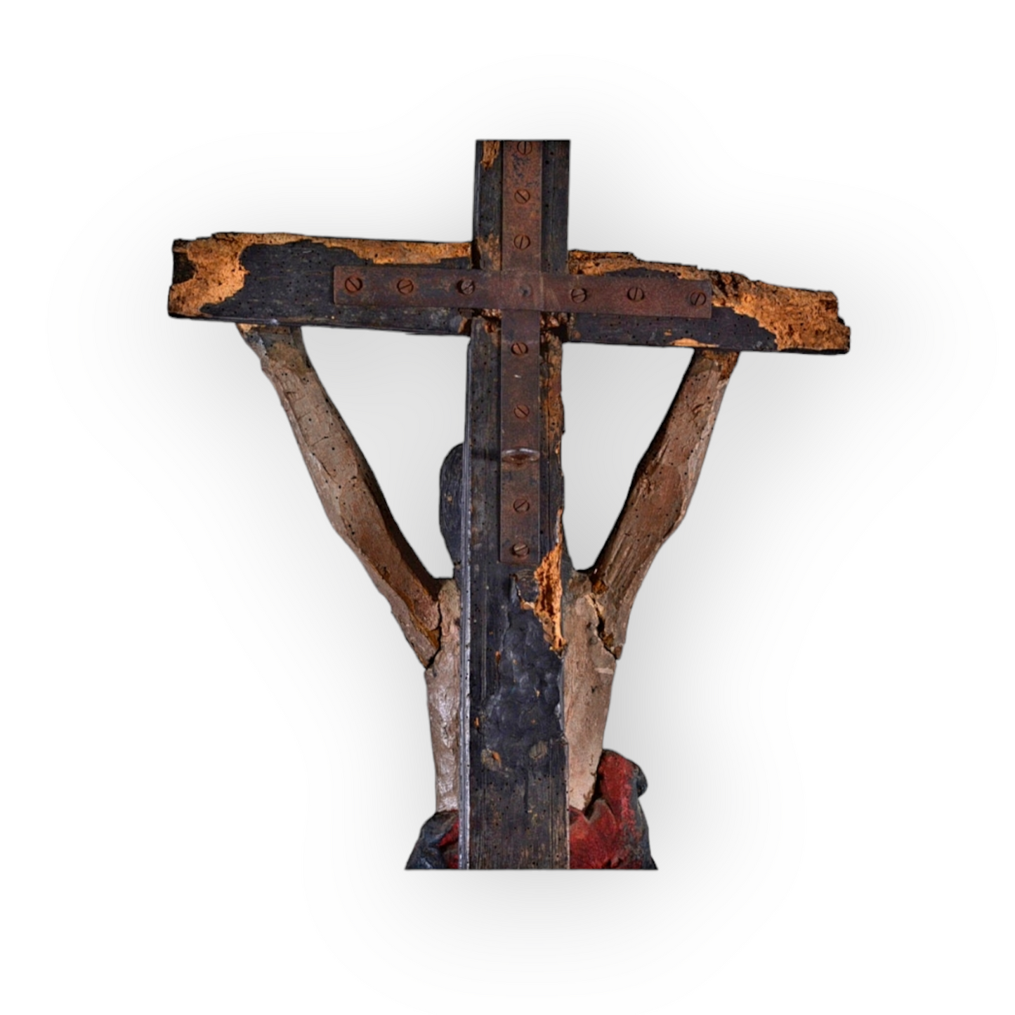 A Large, Naive 16th Century Antique Carved Wood Corpus Christi