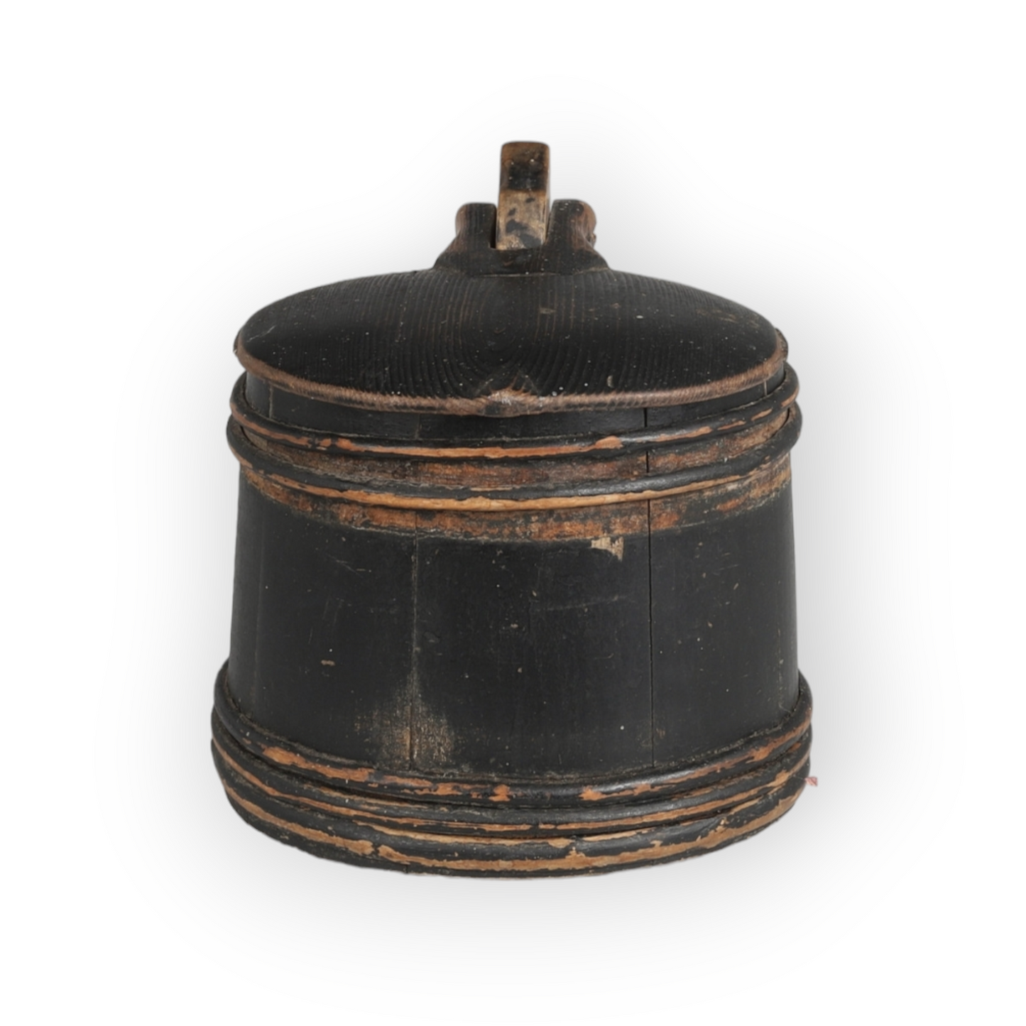 Late 18th Century Scandinavian Antique Treen Tankard In Original Paint