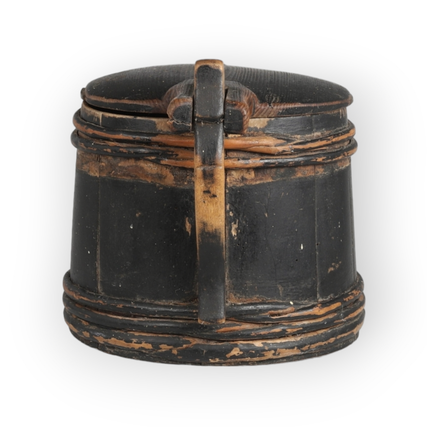 Late 18th Century Scandinavian Antique Treen Tankard In Original Paint