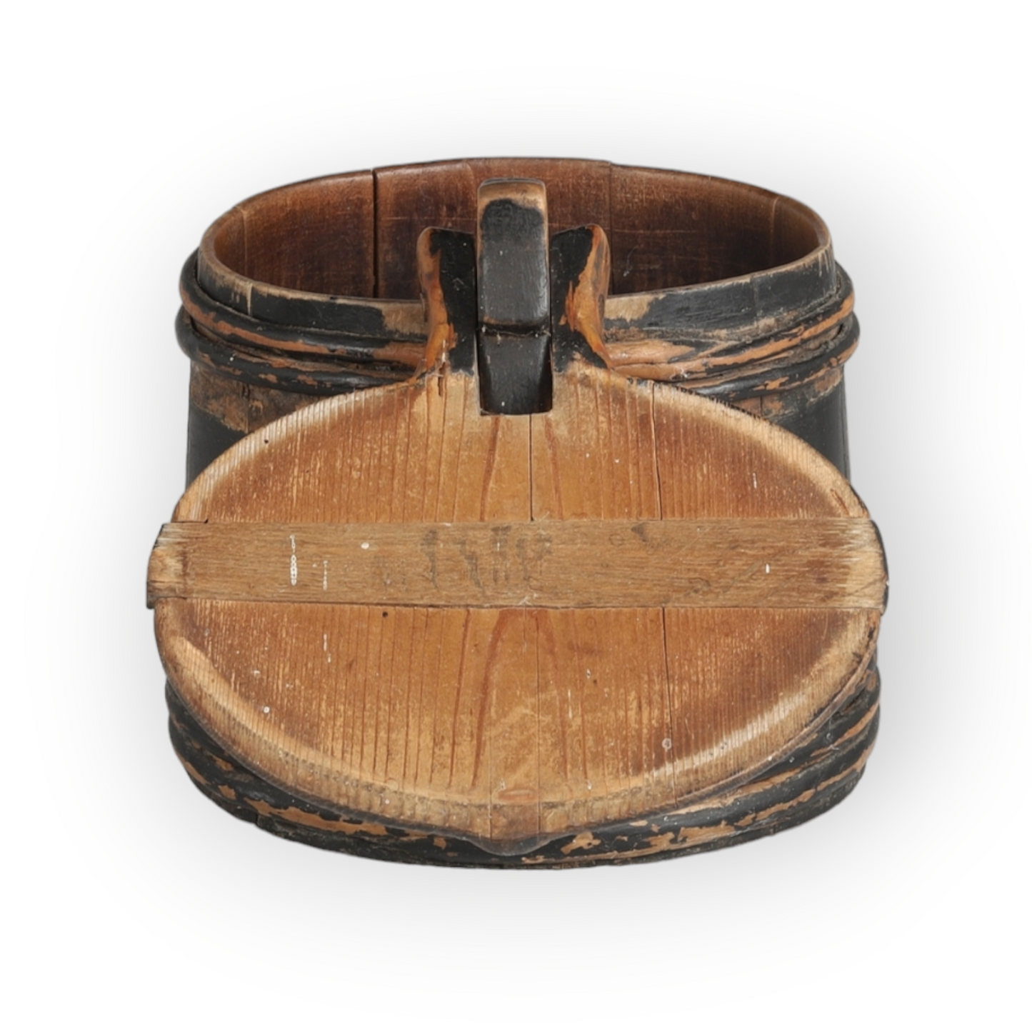 Late 18th Century Scandinavian Antique Treen Tankard In Original Paint