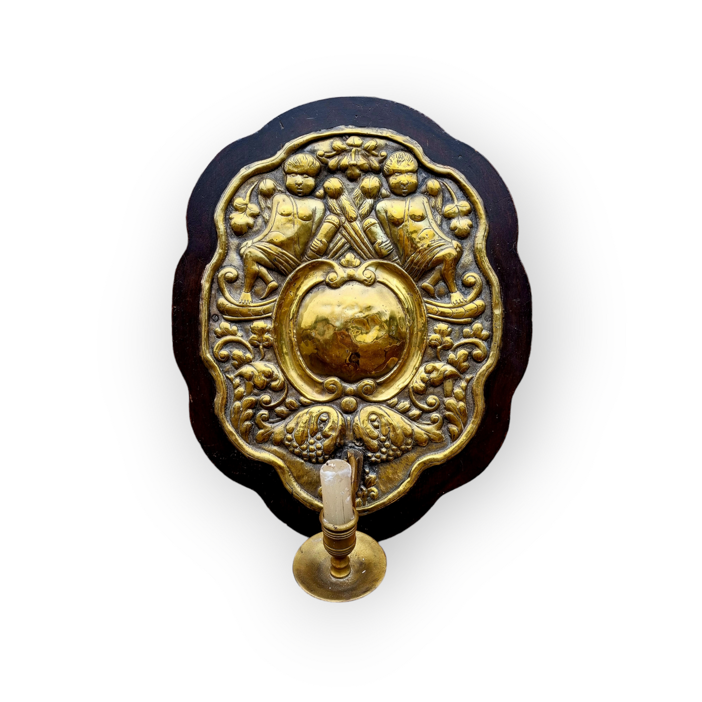 Early 18th Century Antique Brass Wall Reflector / Wall Sconce