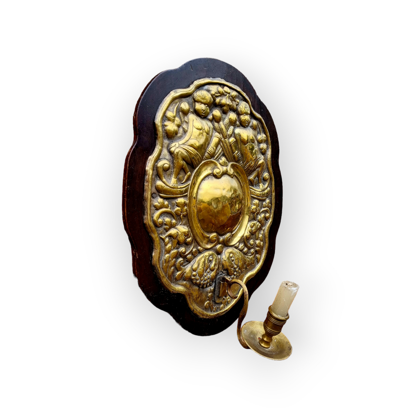 Early 18th Century Antique Brass Wall Reflector / Wall Sconce