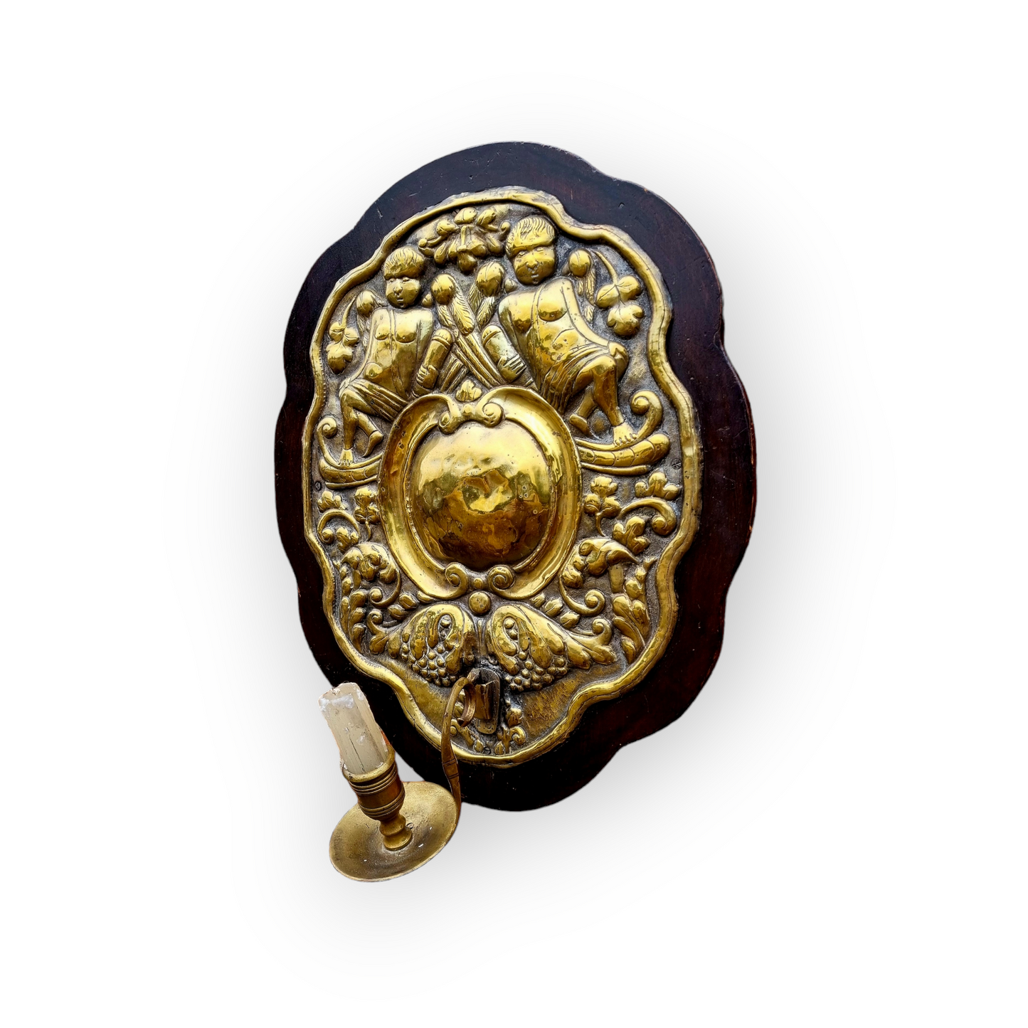 Early 18th Century Antique Brass Wall Reflector / Wall Sconce